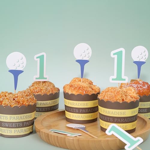 Golf First Birthday Cupcake Toppers