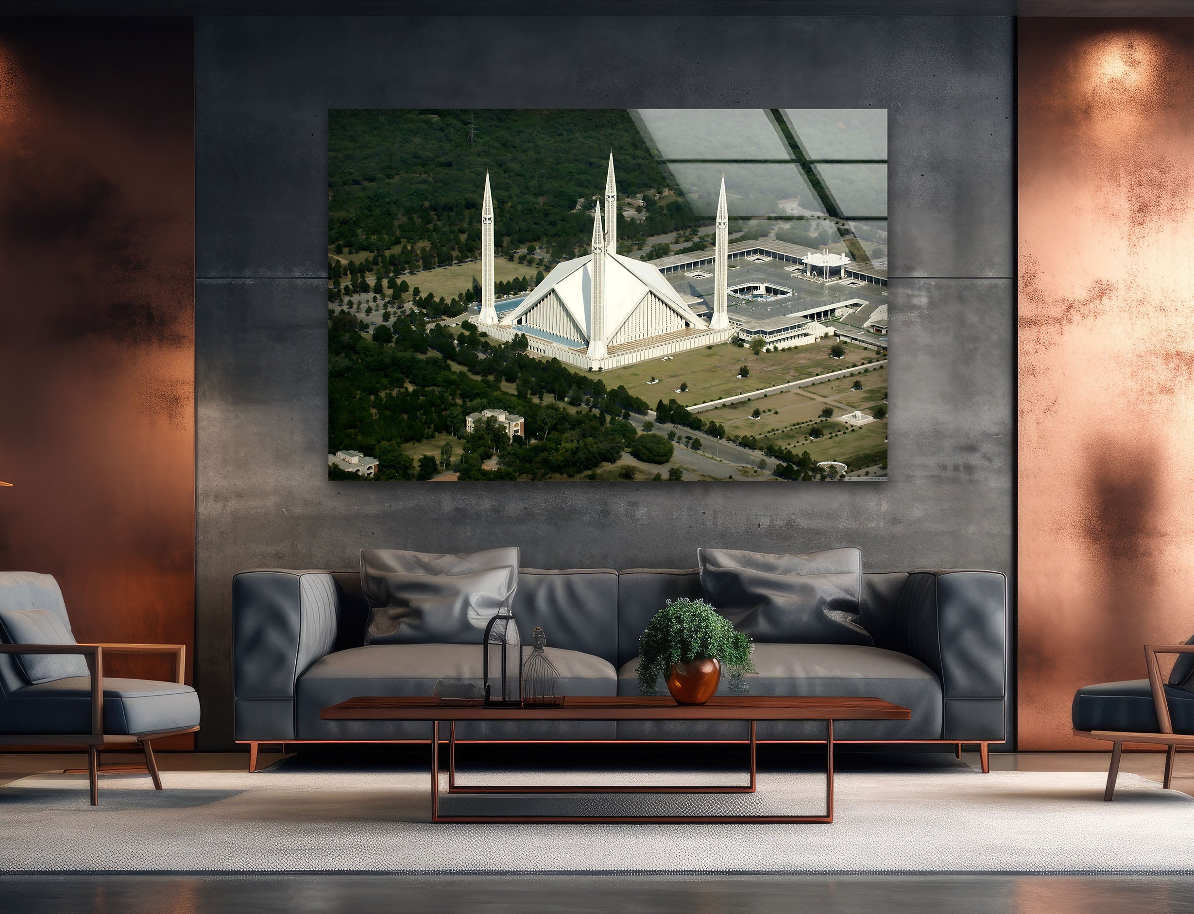 Stunning Aerial View Glass Wall Art - Iconic Landmark Panoramic Print - Perfect for Living Room, Office & Home Decor