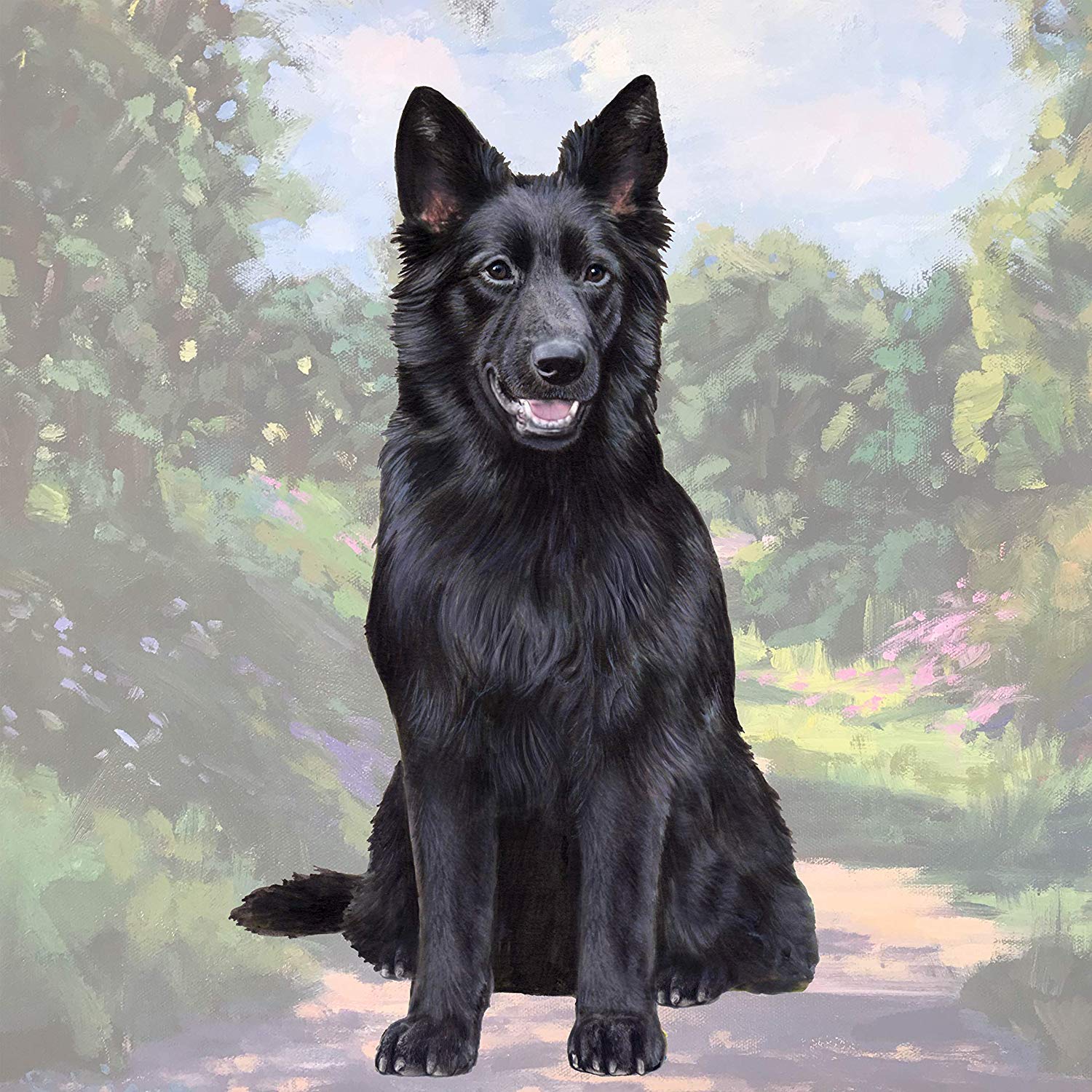German Shepherd Absorbent Stone Coaster Set with Cork Back - Prevent Water Rings & Scratches on Wooden Tables - Perfect for Coffee, Dining & Office Furniture Protection