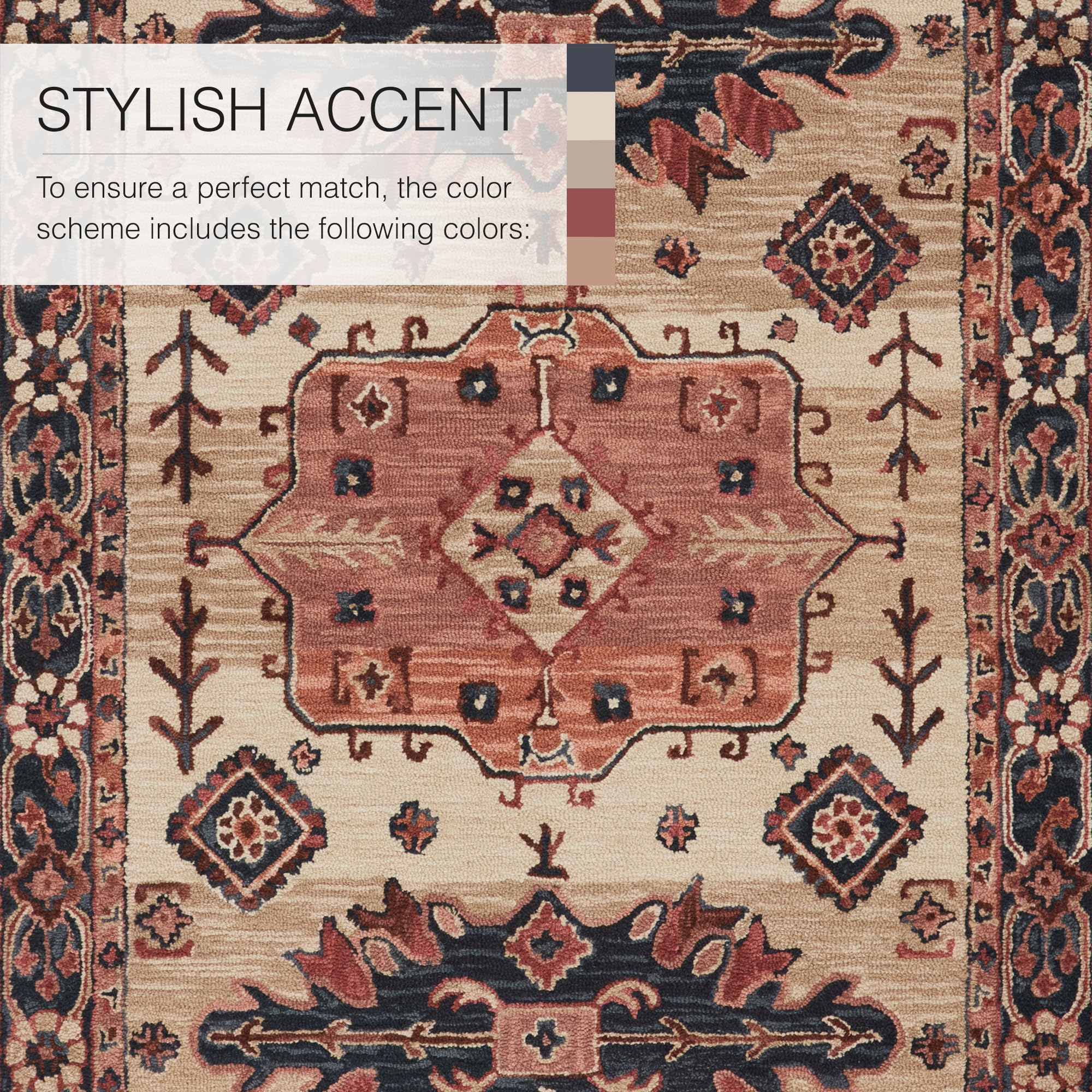 Jaipur Living Washable 5x8 Area Rug - Boho Chic Pink & Dark Blue Modern Rug | Perfect for Living Room, Bedroom & Dorm Decor