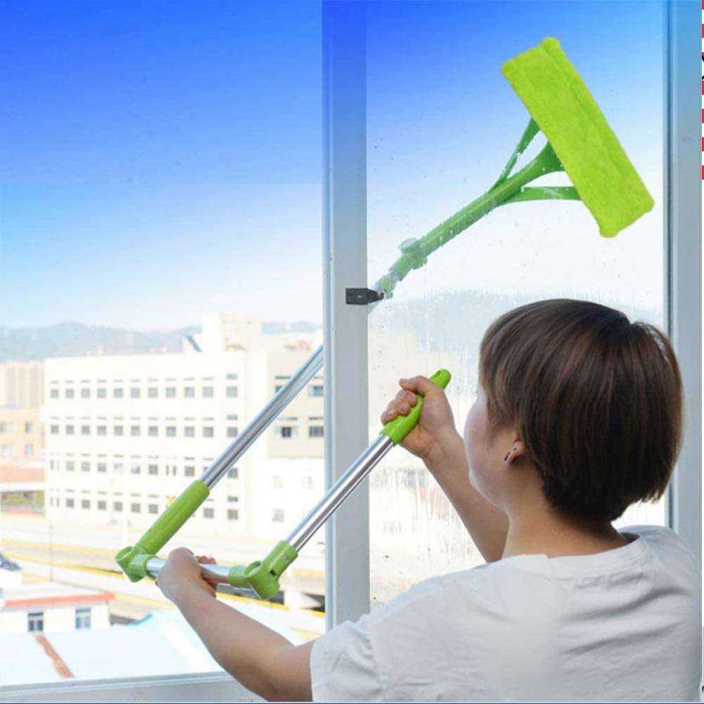 Telescopic U-Shaped Window Cleaner Kit with Foldable Handle - Lightweight Extendable Squeegee & Sponge for Windows, Shower, Car, Mirrors - Perfect for High-Reach Cleaning at Home or Office