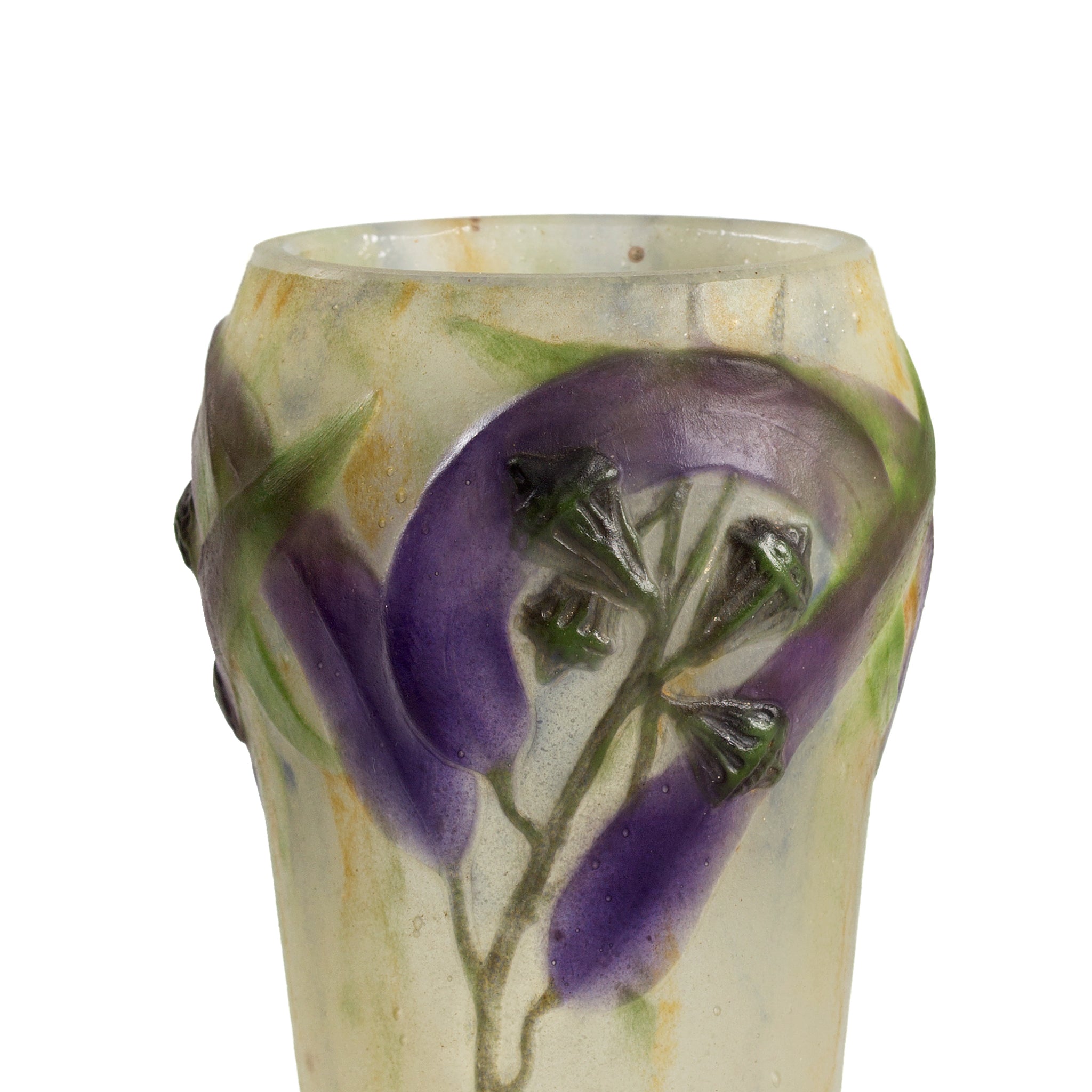 Gabriel Argy Rousseau Eucalyptus Pâte de Verre Glass Vase - Handmade Art Glass Vase for Home Decor, Wedding Centerpiece & Luxury Gift