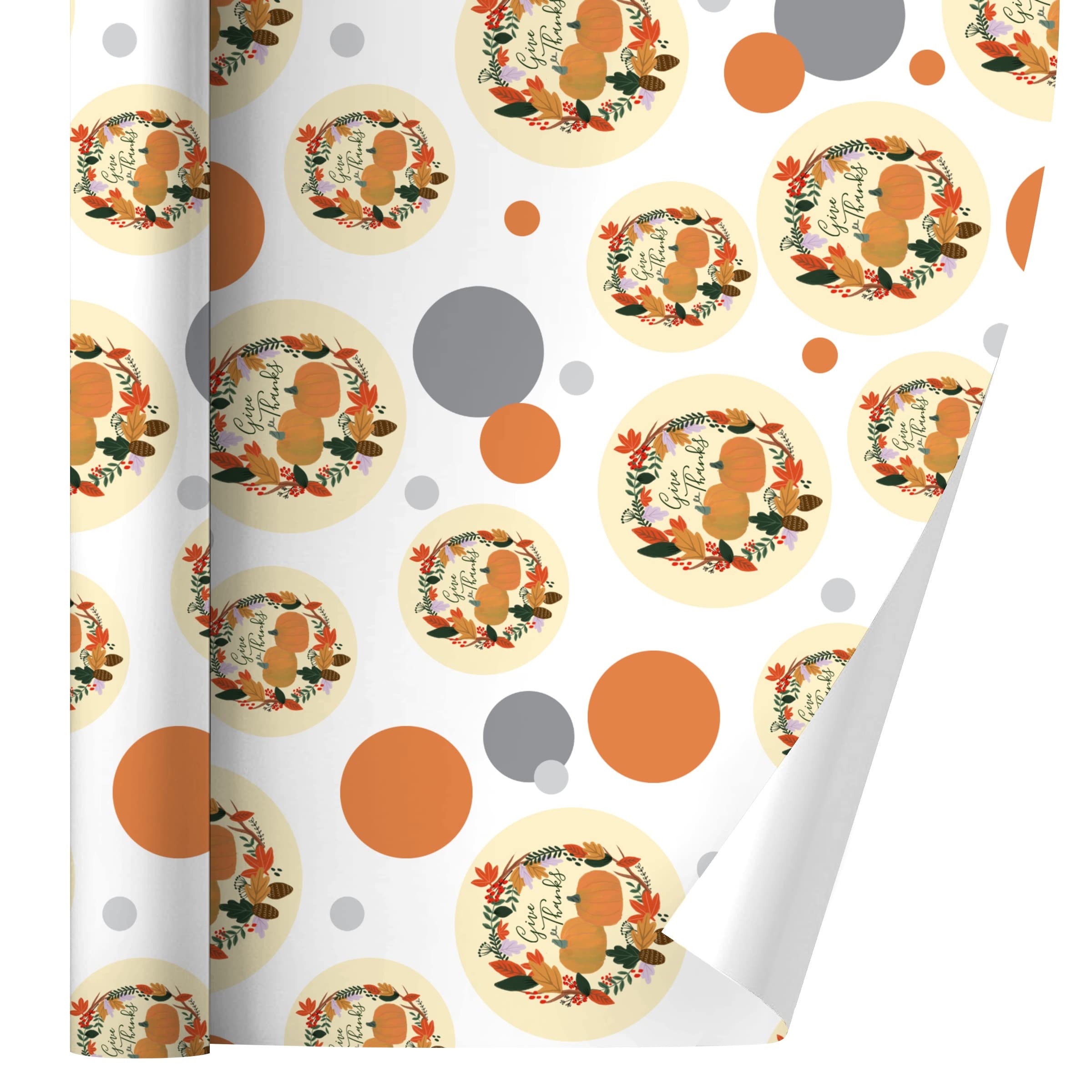 GRAPHICS & MORE Thanksgiving Pumpkin Gift Wrap Paper Roll - Premium Wrapping Paper for Holiday Gifts, Party Decorations & Seasonal Crafts