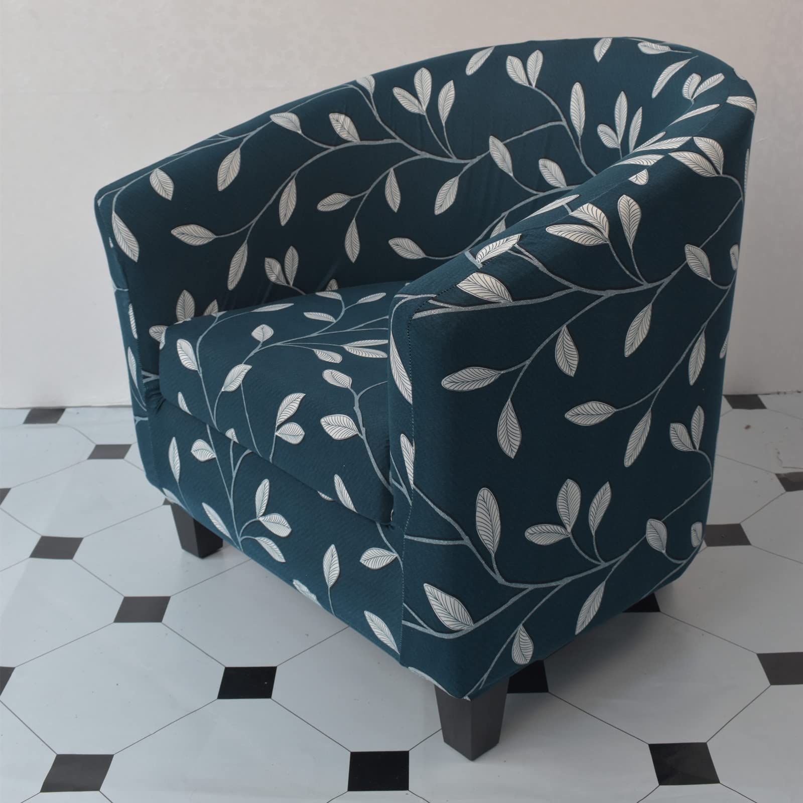 2-Piece Stretch Club Chair Slipcover - Printed Round Barrel Swivel Armchair Covers, Sofa Protector for Living Room, Bedroom & Office Furniture (07) - Perfect for Home Decor, Pet Protection & Spill Resistance