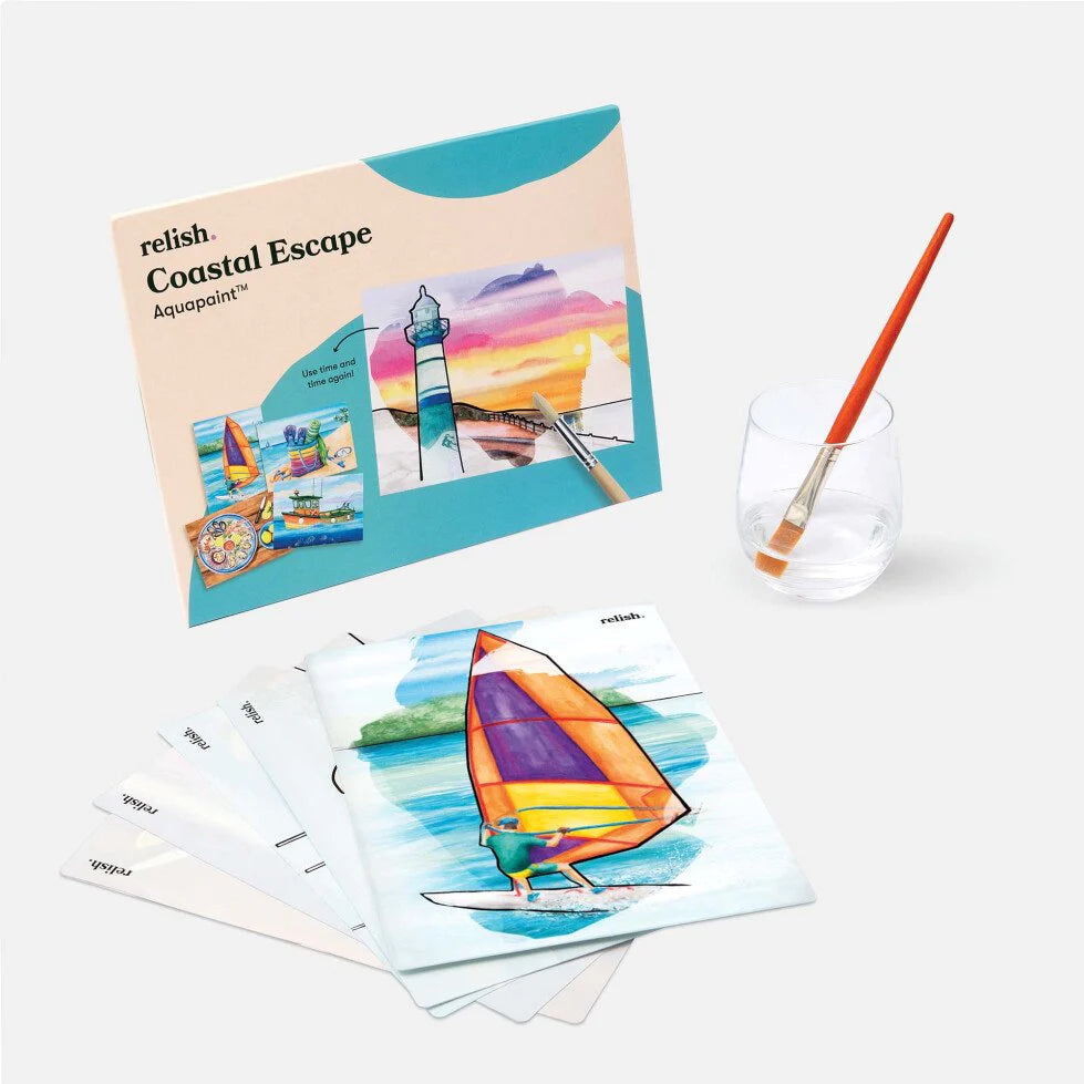 AquaPaint Dementia Activity Set for Seniors - Coastal Escape Theme, Sensory Stimulation & Relaxation - Perfect for Memory Care, Nursing Homes & Alzheimer's Therapy