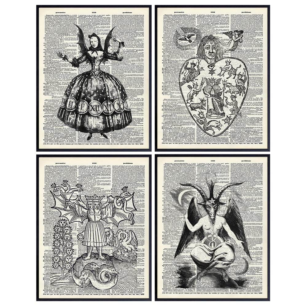 Gothic Witchcraft Decor Set - Scary Halloween Wall Art for Wicca & Pagan Gifts
