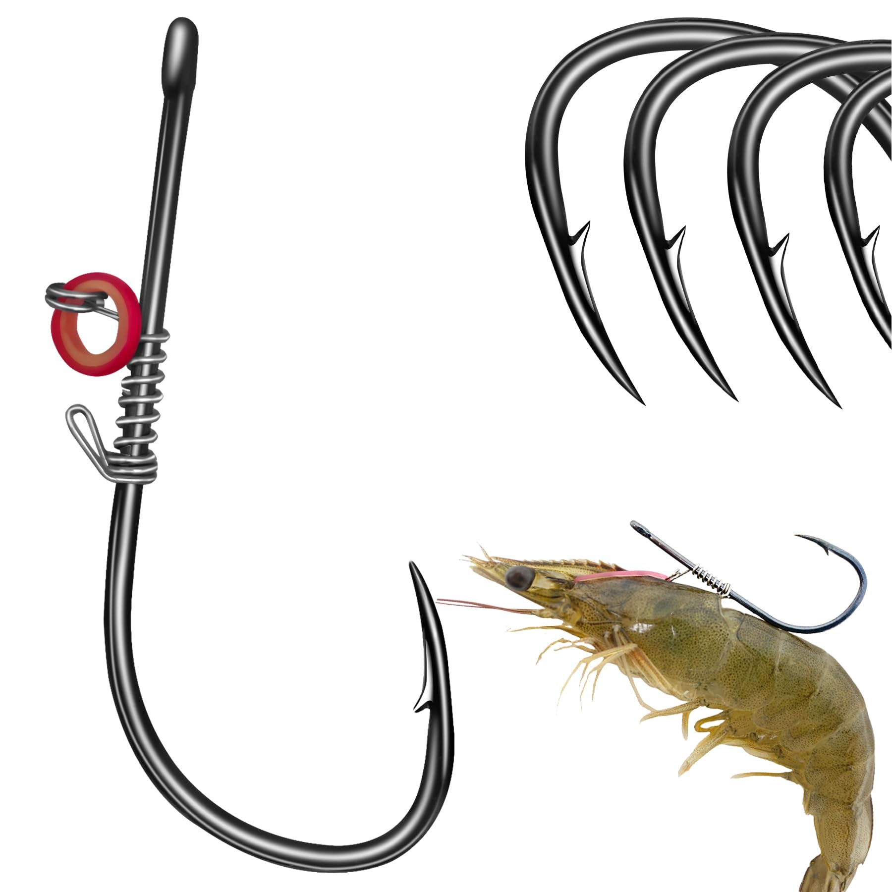 Premium Fishing Hooks - Live Shrimp & Bait Holder Hooks for Saltwater & Freshwater Fishing | 2/3/4 Size Catfish Bass Lures | Ideal for Deep Sea, Lake & River Fishing Adventures
