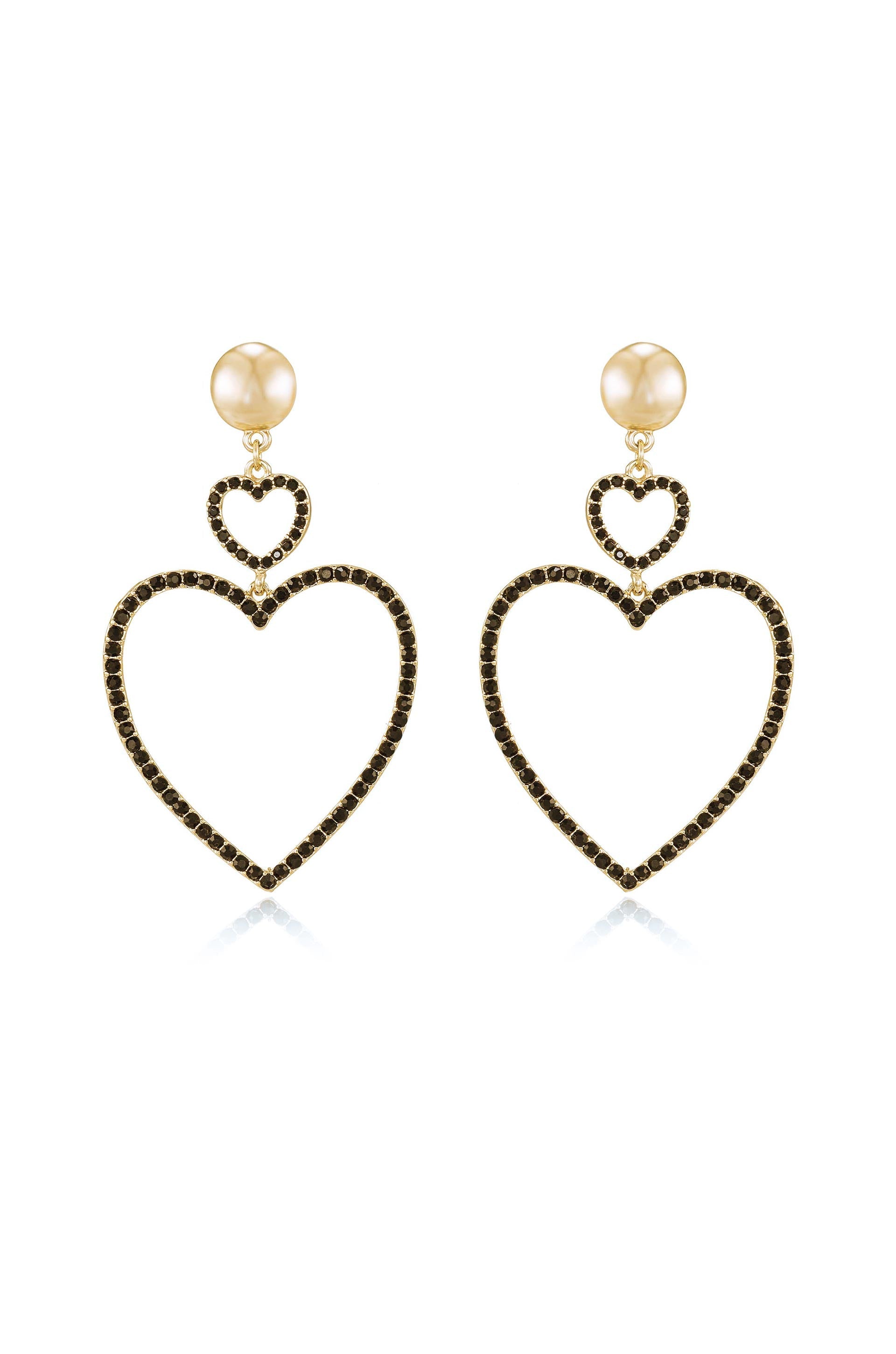 Double Heart Crystal Drop Earrings for Women - Elegant Dangling Ear Jewelry for Date Night, Wedding & Special Occasions