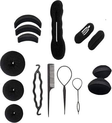 VinshBond Hair Styling Tool Set - 15 Piece Hair Accessories Kit for Women & Girls (Black) | Perfect for Styling, Braiding & Hair Care at Home or Salon