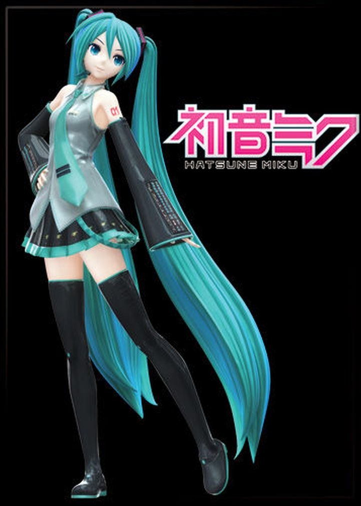 Hatsune Miku Black Fridge Magnet - 2.5x3.5