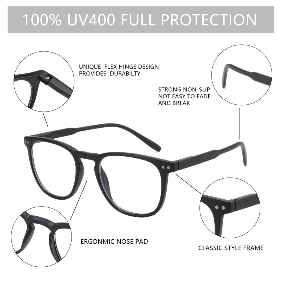 Blue Light Blocking Glasses for Women & Men - 2 Pack Anti Glare Computer Reading Glasses with Spring Hinge | Reduce Eye Strain for Office Work, Gaming & Screen Time