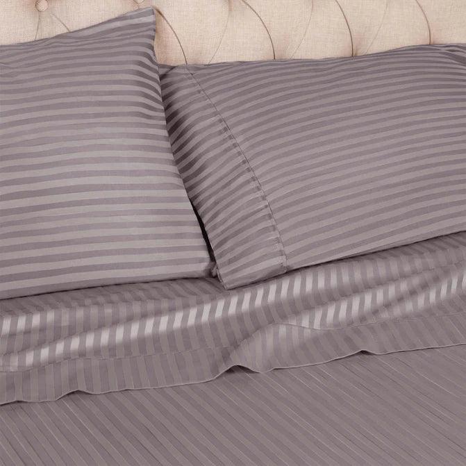 Premium Egyptian Cotton 300 Thread Count Pillowcase Set - 2 Piece Striped Bedding for Luxury Hotels & Home Decor | Soft Breathable Pillow Covers for Ultimate Comfort