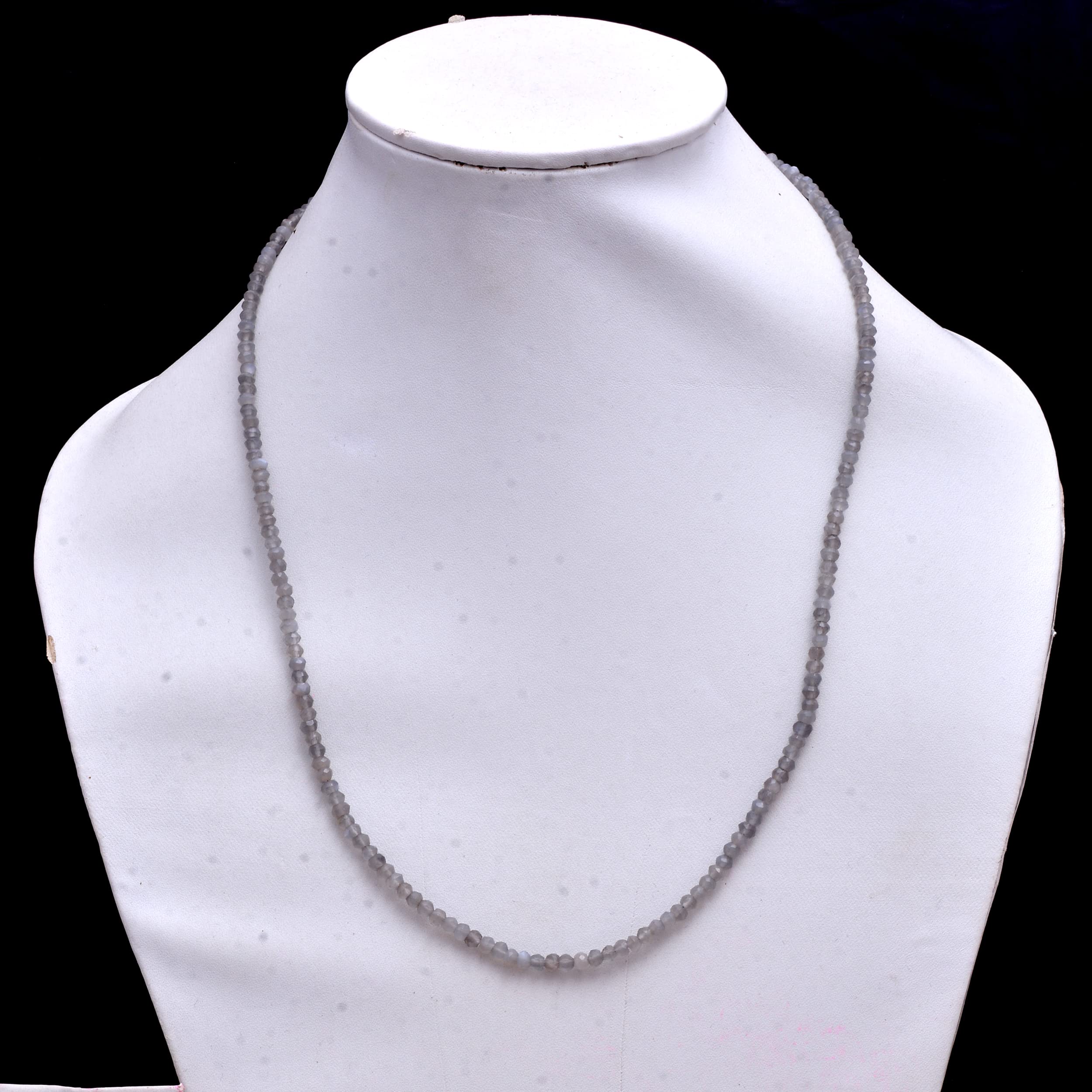 Natural Labradorite Beaded Necklace with 3.5mm Grey Beads | Adjustable Sterling Silver Jewelry for Women | Perfect for Boho, Meditation & Everyday Wear