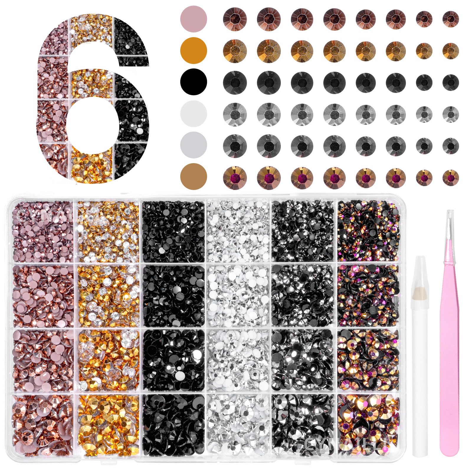 18,000 Pcs 3D Brown & Black Jelly Resin Rhinestones for Nail Art, Crafts, DIY - 3-6mm Half Round Flatback Gems for Eyes Makeup, Bedazzling, Jewelry Making - Perfect for Nail Decoration, Scrapbooking, Costume Design