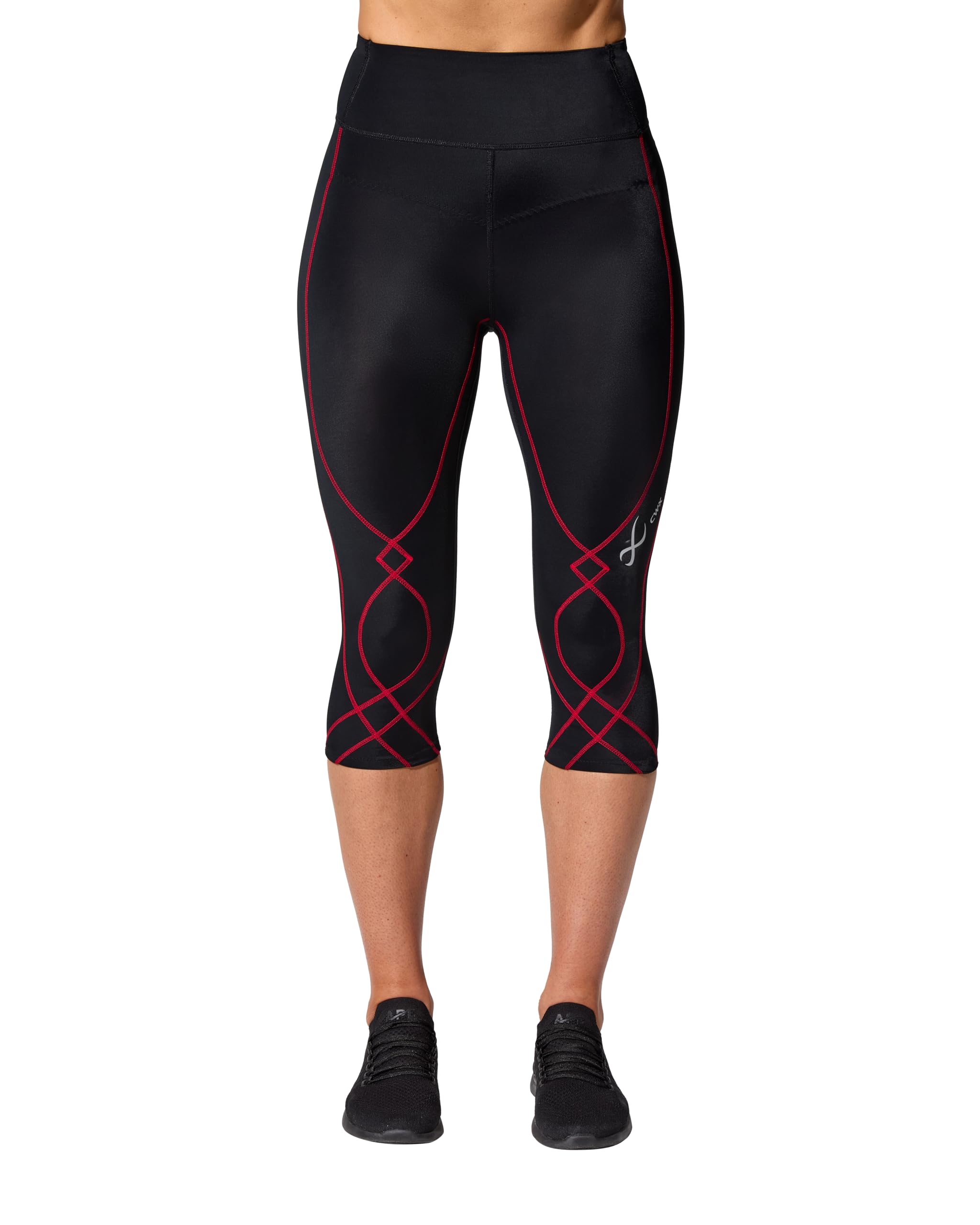 CW-X Women's Stabilyx 3.0 Joint Support 3/4 Capri Compression Tight - High-Rise Running Leggings with Back Phone Pocket - Perfect for Marathon Training, Gym Workouts & Outdoor Activities