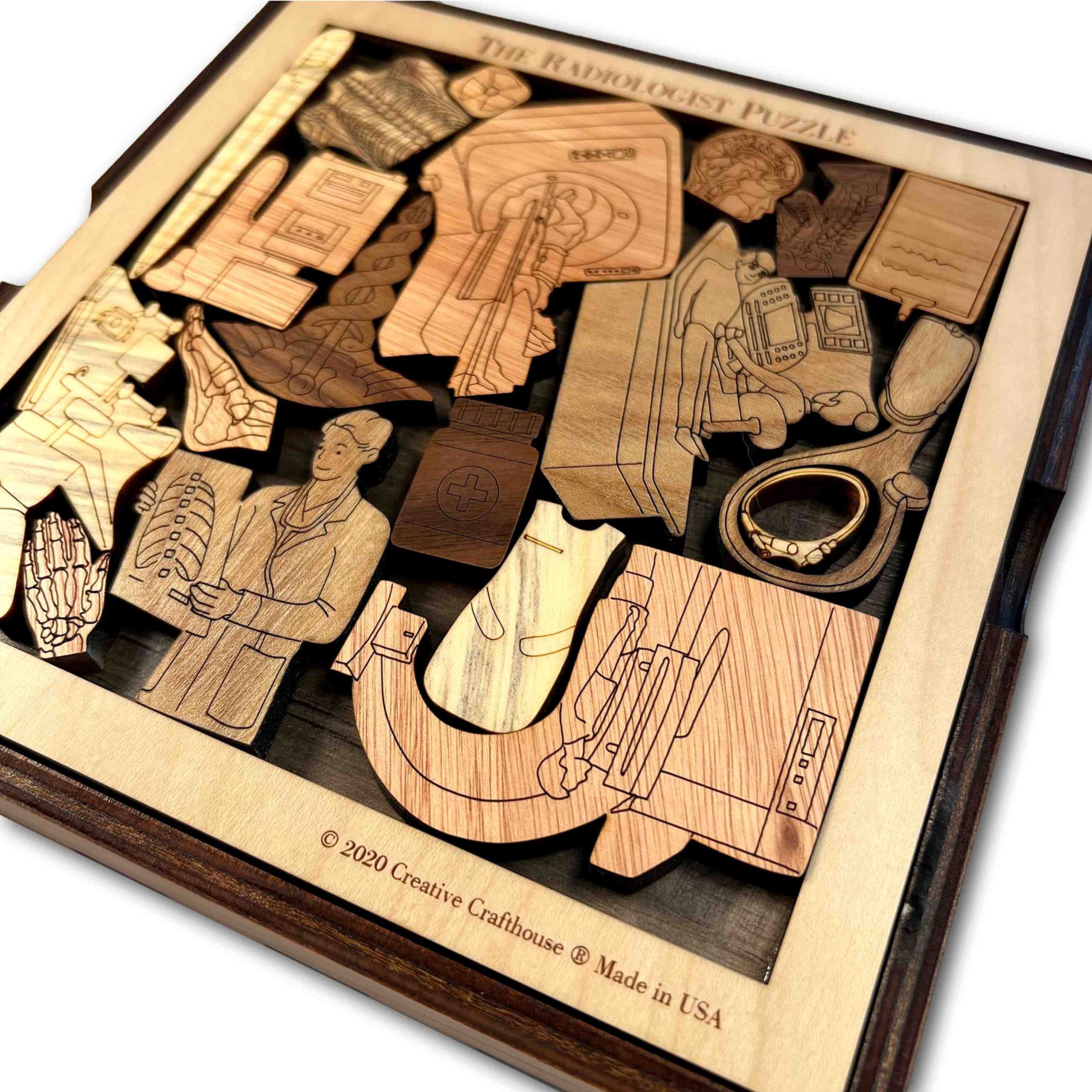 Radiologist Puzzle - Wooden Picture Frame Brain Teaser & Educational Game | Perfect for Medical Students, Doctors & Puzzle Lovers