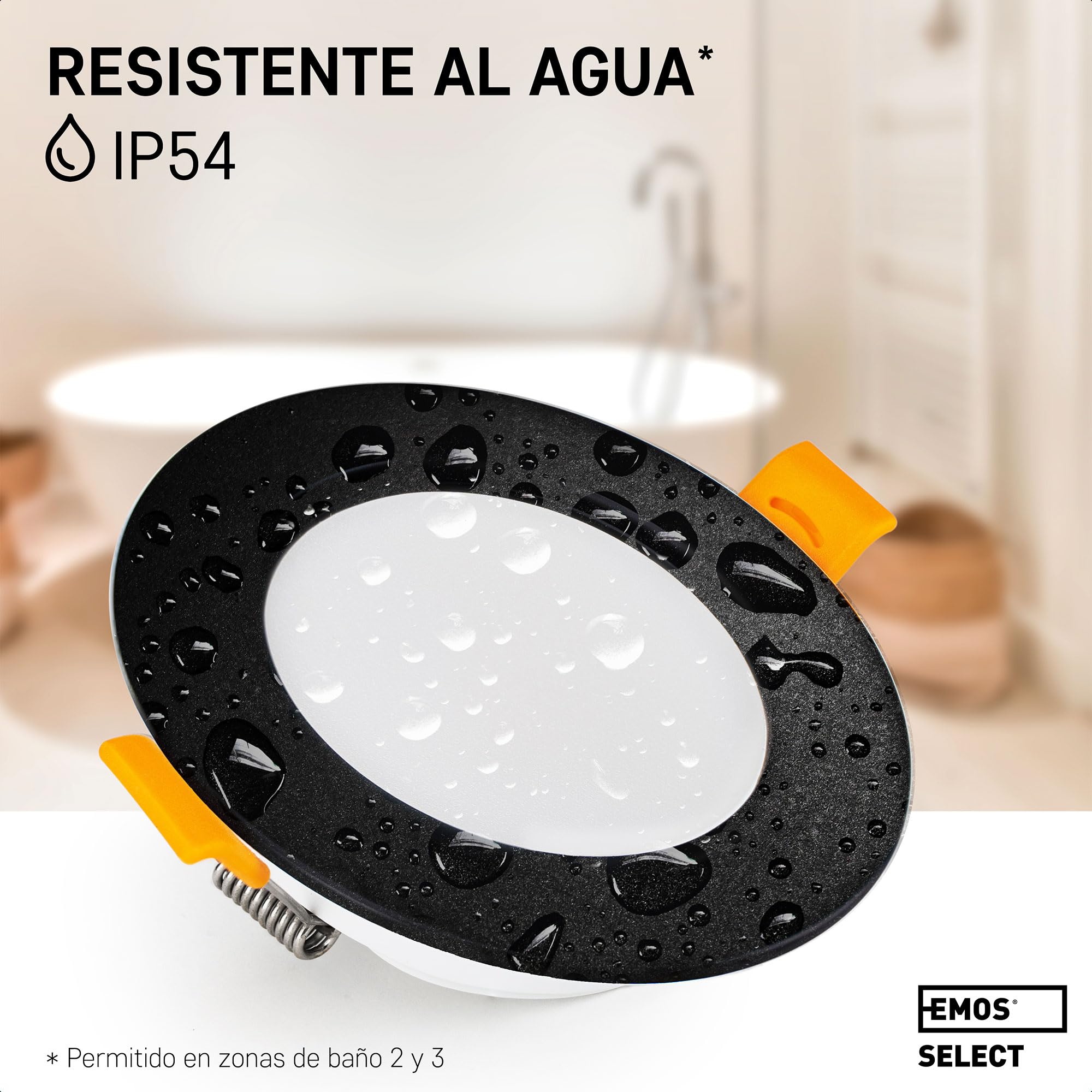 EMOS 5W 500 Lumens Warm White 3000K LED Recessed Downlights - IP54 Waterproof Ceiling Spot Lights for Bathroom, Kitchen, Hallway (Set of 3, Black) - Perfect for Home, Office & Commercial Lighting