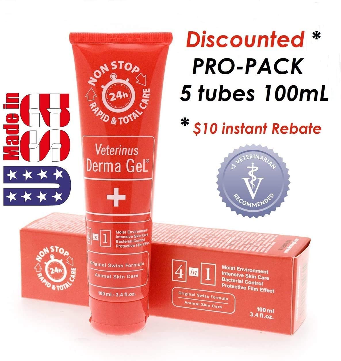 Veterinus Derma Gel® 100mL (3.4 fl.oz) - 5 Pack Pro Bundle with $25 Savings | Soothing Skin Treatment for Dogs & Cats | Perfect for Hot Spots, Allergies & Post-Surgery Care