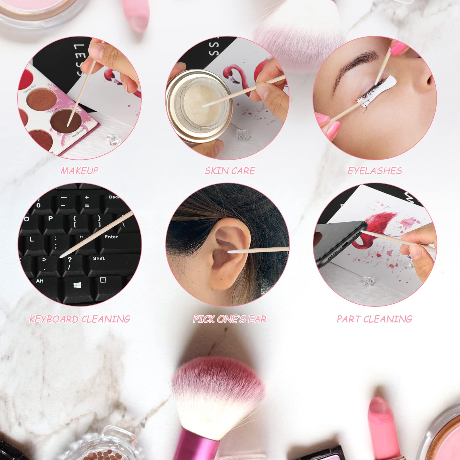 GCQQ 400pcs Disposable Wooden Micro Brushes - Fine Tip Applicator Brushes for Cleaning, Makeup, Nail Art & Electronics Repair - Perfect for DIY Crafts, Beauty Salon & Precision Cleaning