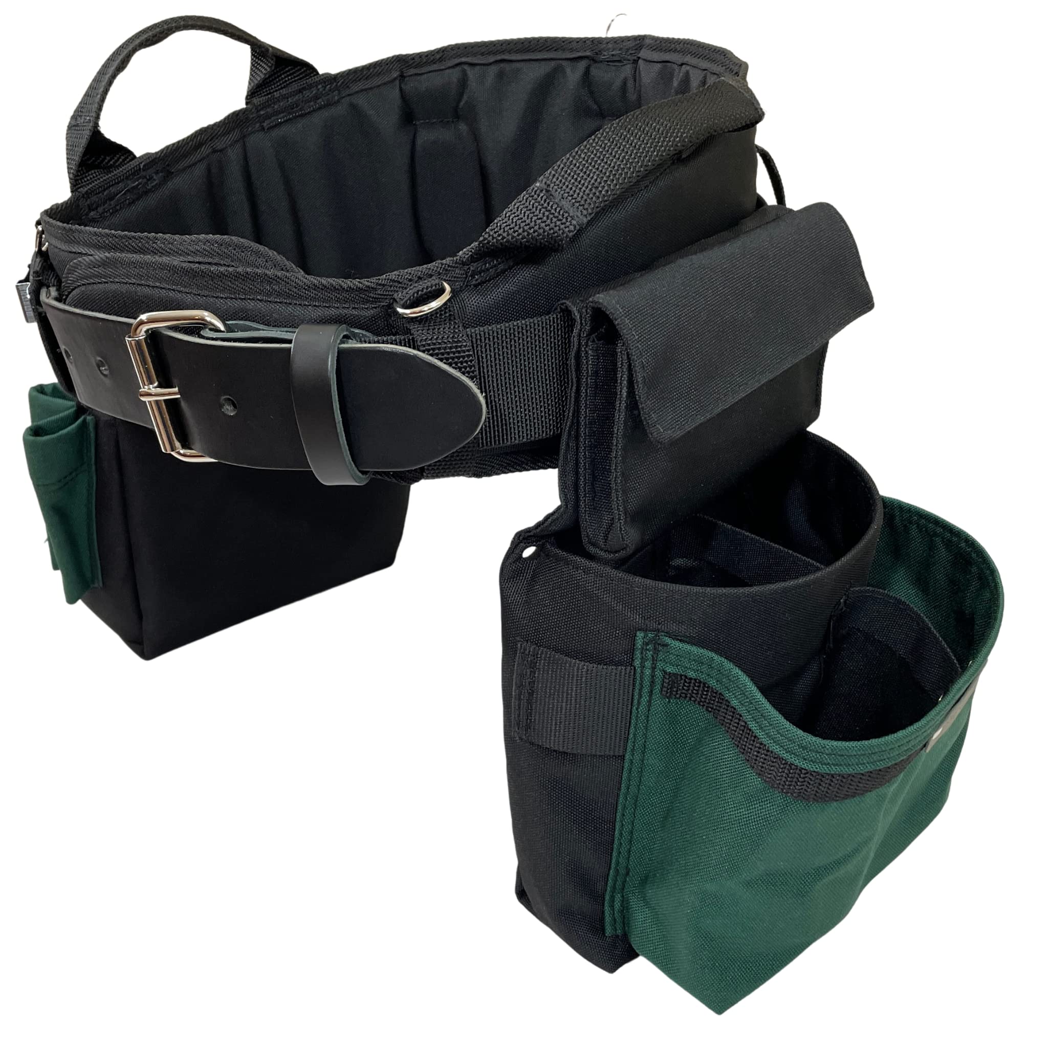BOULDER BAG Ultimate Electrician's MAX Combo Tool Belt with Comfort Back Support - Heavy Duty Leather Belt Buckle - Large 33-36 Inch Waist (Green) - Made in USA - Perfect for Electricians, Construction Workers & DIY Home Improvement Projects