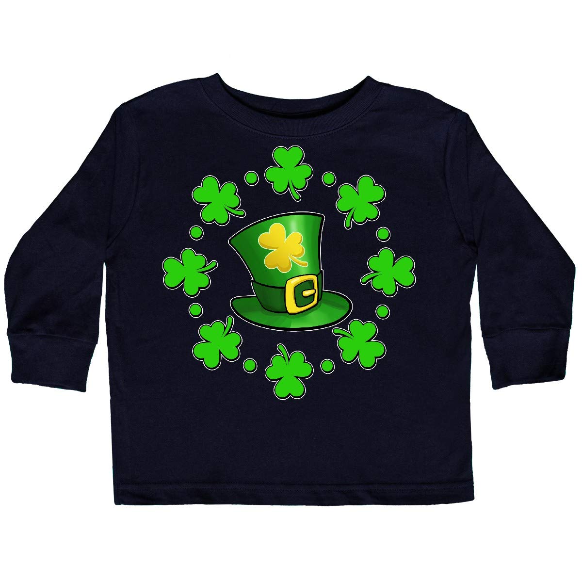 Inktastic St. Patrick's Day Shamrocks and Hat Toddler Long Sleeve T-Shirt - Cute Irish-Themed Green Outfit for Boys & Girls - Perfect for St. Paddy's Day Celebrations, Parades & Family Photos