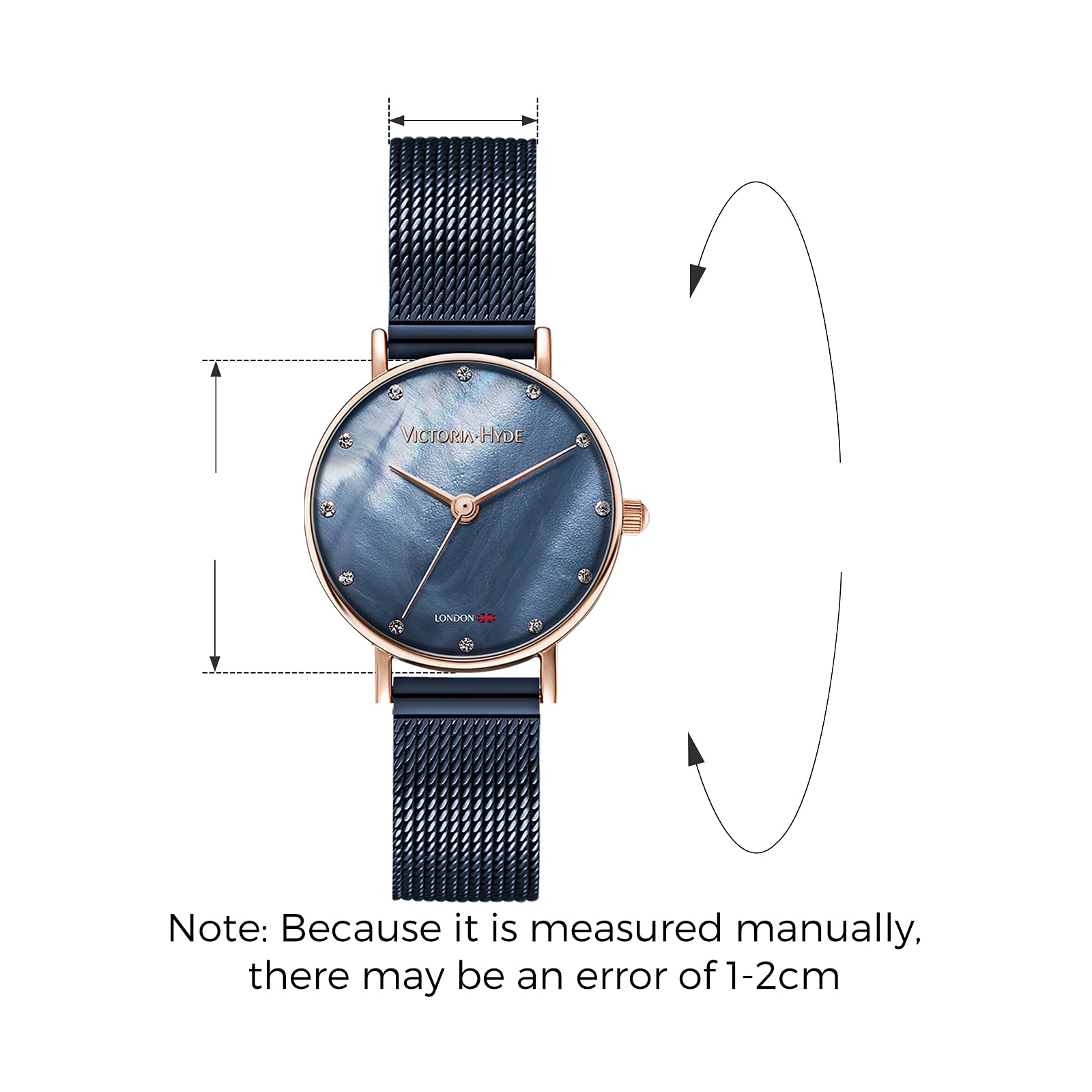 Victoria Hyde Women's Navy Blue Watch - Small Dial Stainless Steel Mesh for Everyday Elegance
