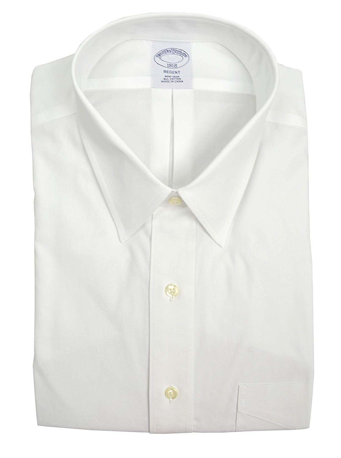 Brooks Brothers Men's Non-Iron White Dress Shirt - Regent Fit with Pocket | Perfect for Business, Office & Formal Occasions