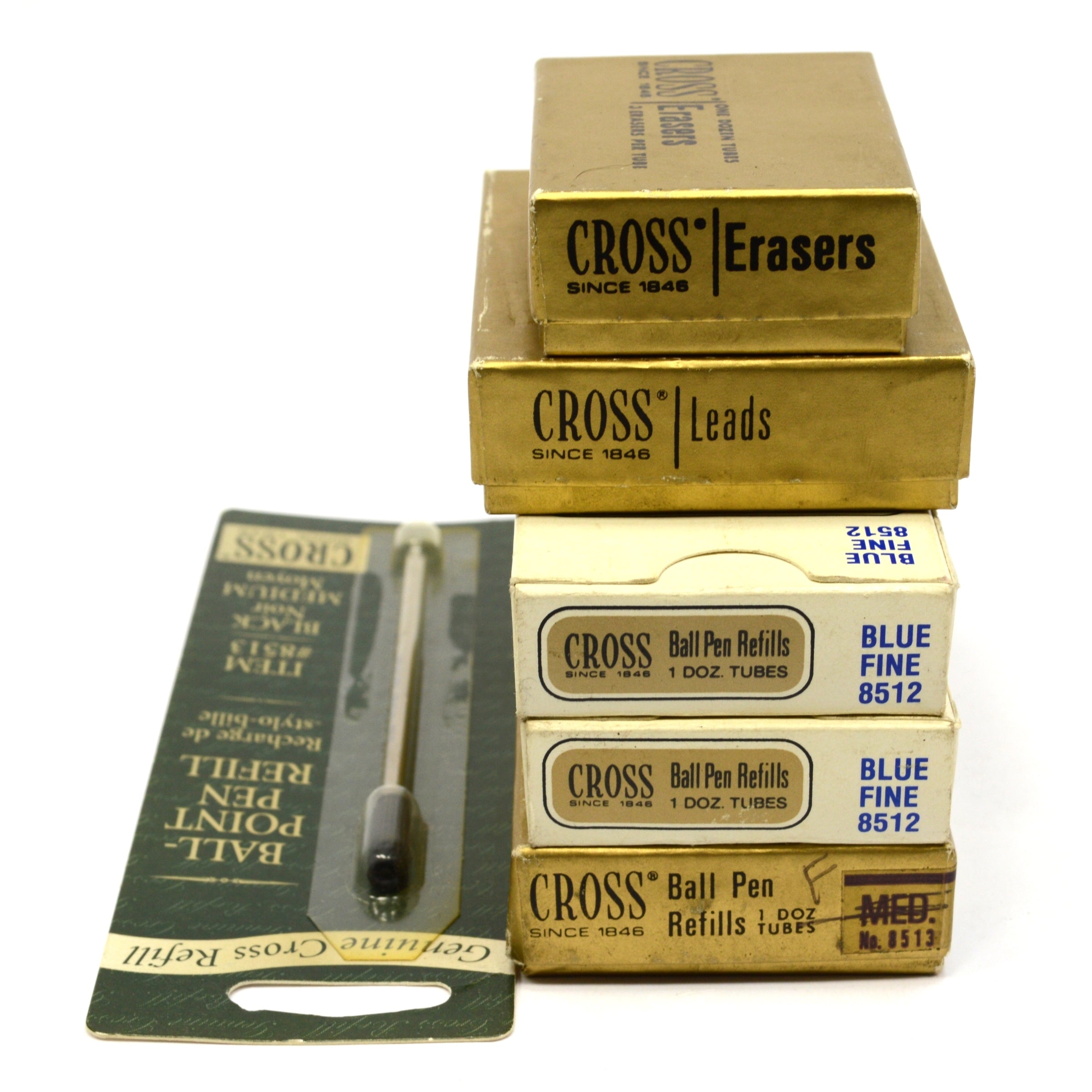 Cross Ballpoint Pen Refills & Pencil Lead Set - 8512 Blue & 8513 Black Ink Refills with Erasers - Perfect for Office, School & Home Writing Needs