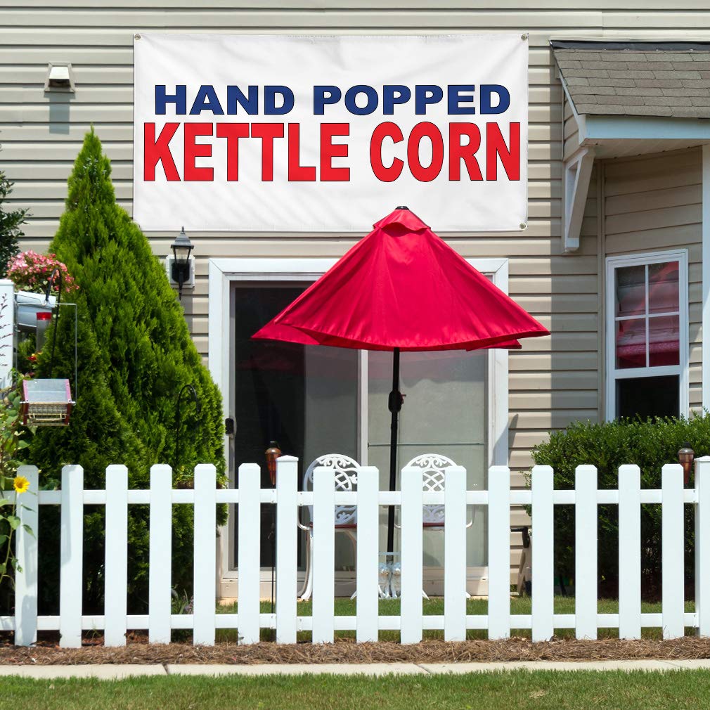 Premium Vinyl Banner 48x96 Inches - Weatherproof, Heavy-Duty with 8 Grommets for Restaurant, Food Truck & Outdoor Events - Ideal for Kettle Corn Stands, Yard Signs, and Industrial Use