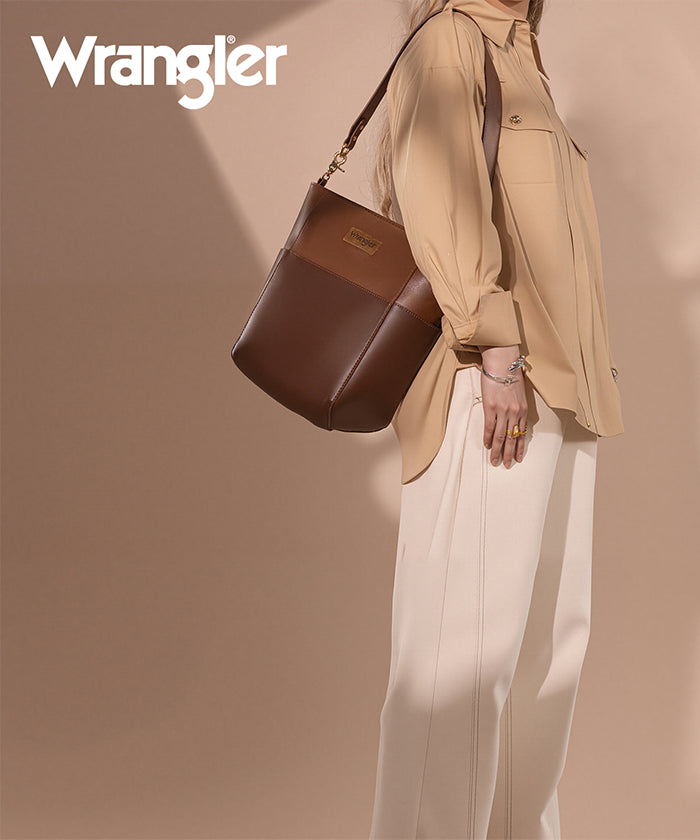 Wrangler Cow Print Crossbody Bucket Bag for Women - Stylish Western Handbag with Adjustable Strap - Perfect for Daily Use, Travel & Country Music Festivals