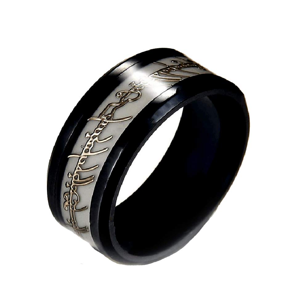 Glow in The Dark One Ring Band for Men & Women | 8mm Wide Stainless Steel Wedding Rings | Couples Matching Black Wedding Bands | Anniversary, Birthday & Holiday Gifts | Perfect for Nighttime Events & Romantic Occasions