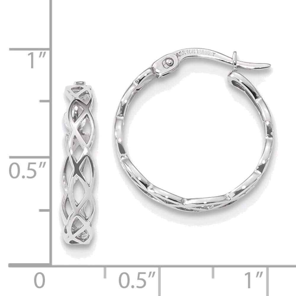 14K White Gold Polished Intertwined Filigree Hoop Earrings for Women - Elegant Dangle Drop Earrings for Wedding, Party & Special Occasions