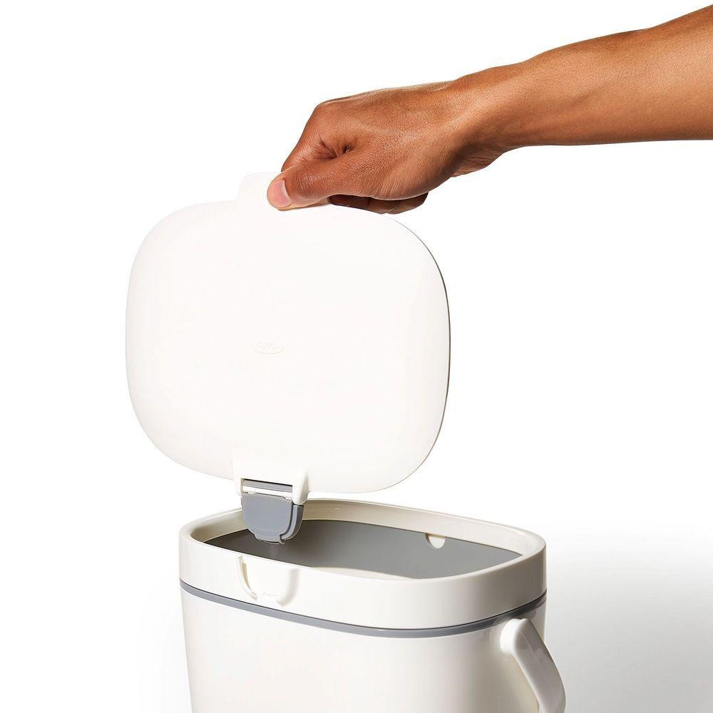 OXO 6.5L Easy Clean Kitchen Compost Bin - White | Odor-Free Food Waste Container for Eco-Friendly Composting | Perfect for Countertop, Home & Garden Use