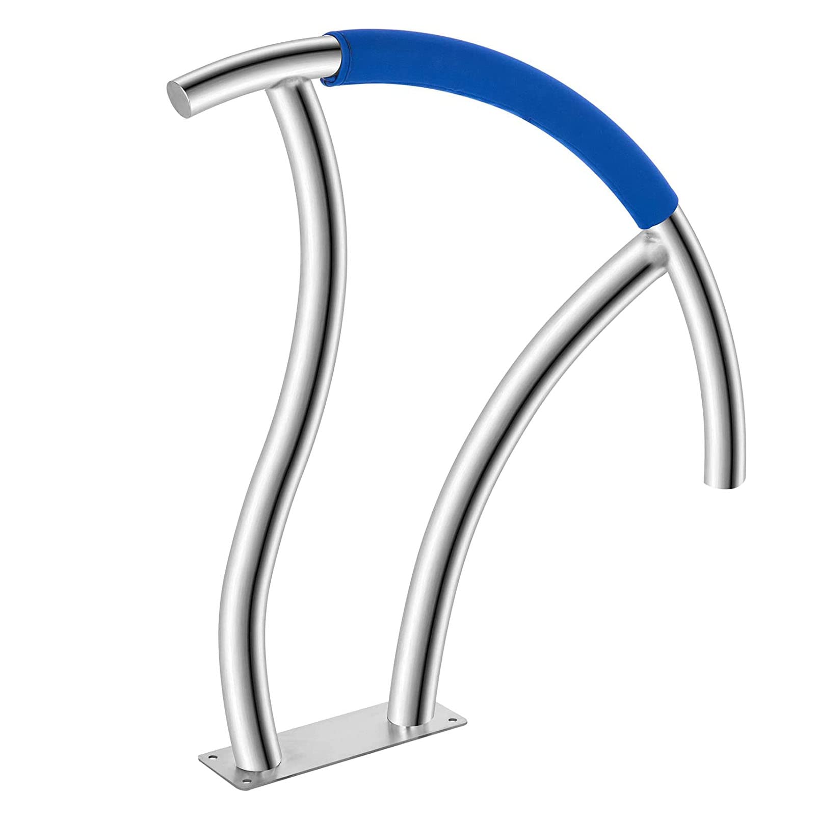 304 Stainless Steel Inground Pool Handrail - Rustproof Safety Railing with Blue Grip Cover & Anchors Screws for Swimming Pool Stairs | Durable Pool Accessory for Safety & Easy Entry/Exit