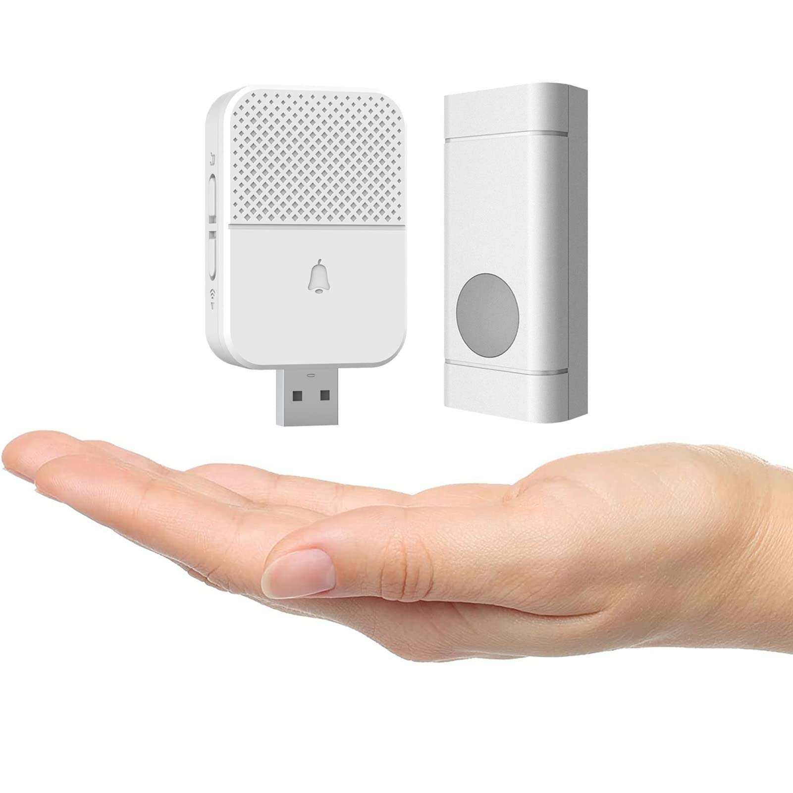 Coolqiya Mini Wireless Doorbell - 650FT Long Range Remote Door Chime with Waterproof Button & USB Receiver (1 Transmitter + 1 Chime) for Home, Office, Apartment, Garage & Business Use