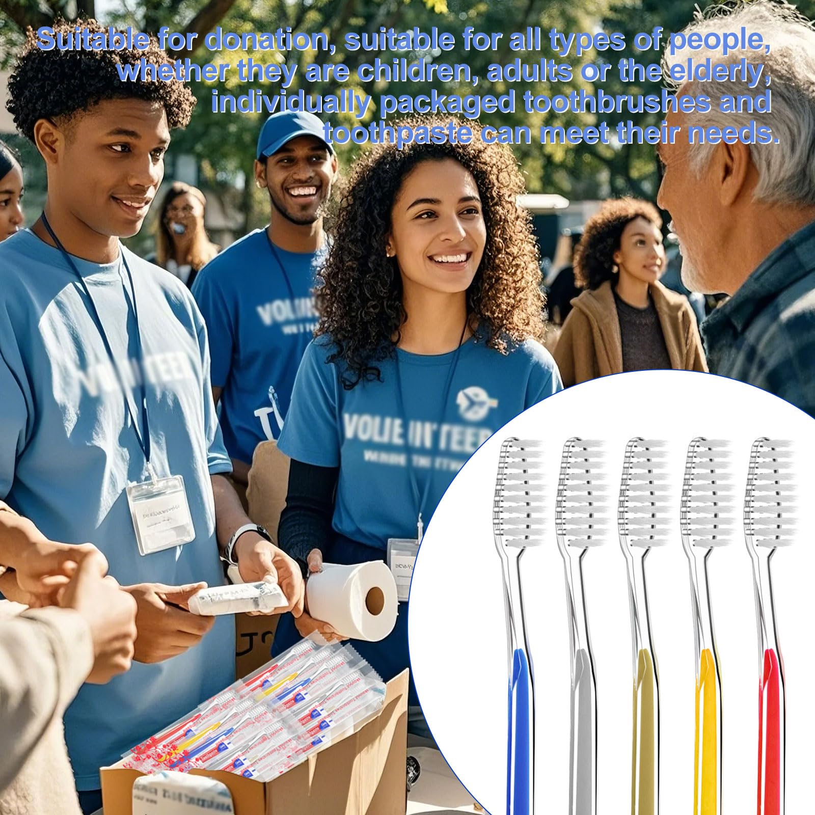 Disposable Toothbrushes with Toothpaste - 200 Pack (5 Colors) | Travel, Camping & Emergency Dental Care Essentials