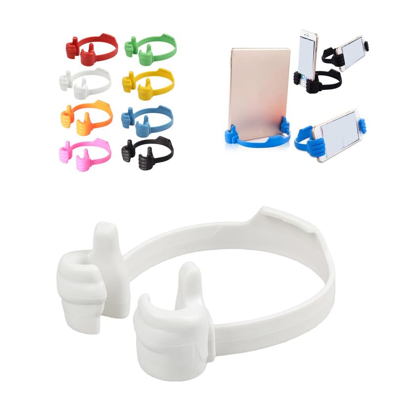 OUGECOOK Under Sunnie Adjustable Silicone Phone Holder Stand - Portable Thumb Grip for iPhone, Samsung & Smartphones (White, 1PCS) - Perfect for Watching Videos, Taking Photos & Hands-Free Calls