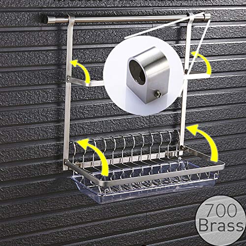 Premium 304 Stainless Steel Wall Mount Kitchen Rail Rack - Heavy Duty Dish Plate Bowl Cup & Pot Lid Organizer with Drying Storage Holder | Space Saving Kitchenware for Small Apartments & Modern Homes | Ships From China