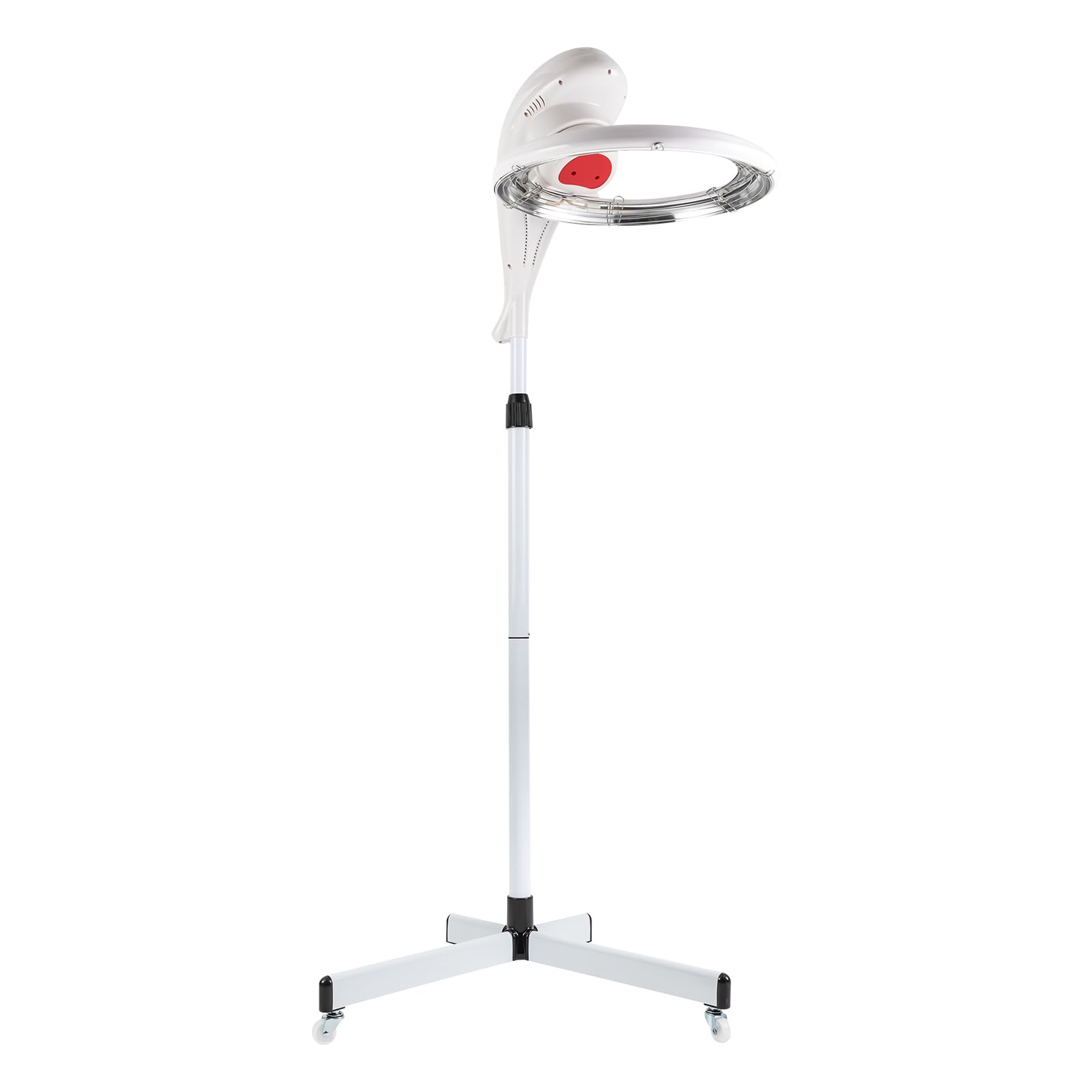 Professional Hair Dryer Accelerator with Rolling Base - 6 Speed & Heat Settings for Salon & Home Use - Ionic Conditioning & Perm Styling Tool (White) - Perfect for Blowouts, Curling & Hair Treatments