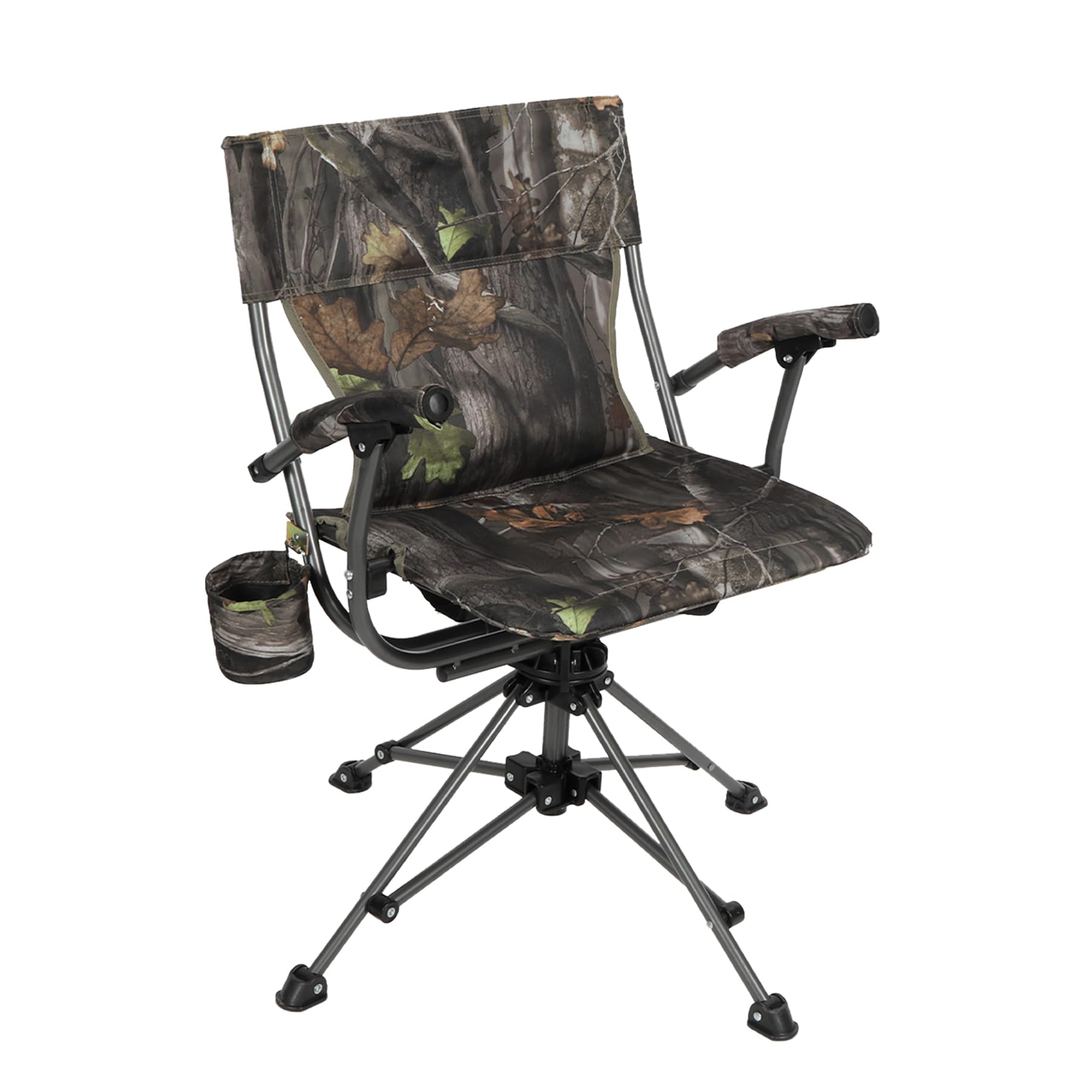 REDCAMP 360° Swivel Hunting Chair for Ground Blinds - Portable Folding Camouflage Camping Chair with Hard Arms for Adults - Perfect for Hunting, Fishing, and Outdoor Adventures