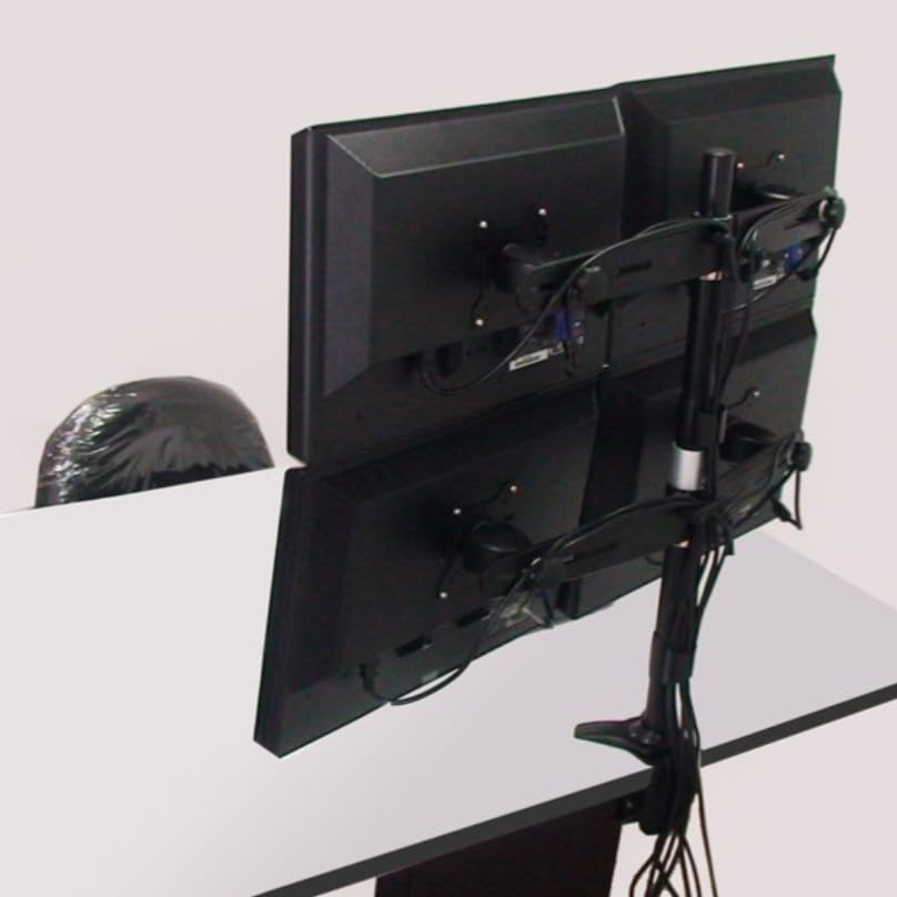 Amer Quad Clamp Mount for 13-24 Inch Monitors - Heavy Duty Adjustable VESA 75x75/100x100 Bracket - Perfect for Home Office, Gaming Setup & Multi-Screen Workstations