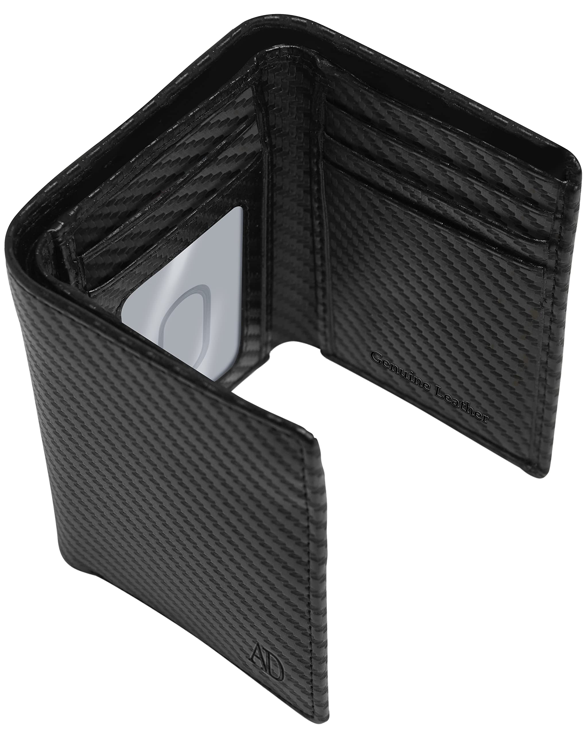 Slim RFID Blocking Trifold Wallet for Men - Genuine Leather Front Pocket Wallet with ID Window - Secure Personal Data - Perfect Gift for Dad, Husband & Boyfriend (Office, Travel & Everyday Use)