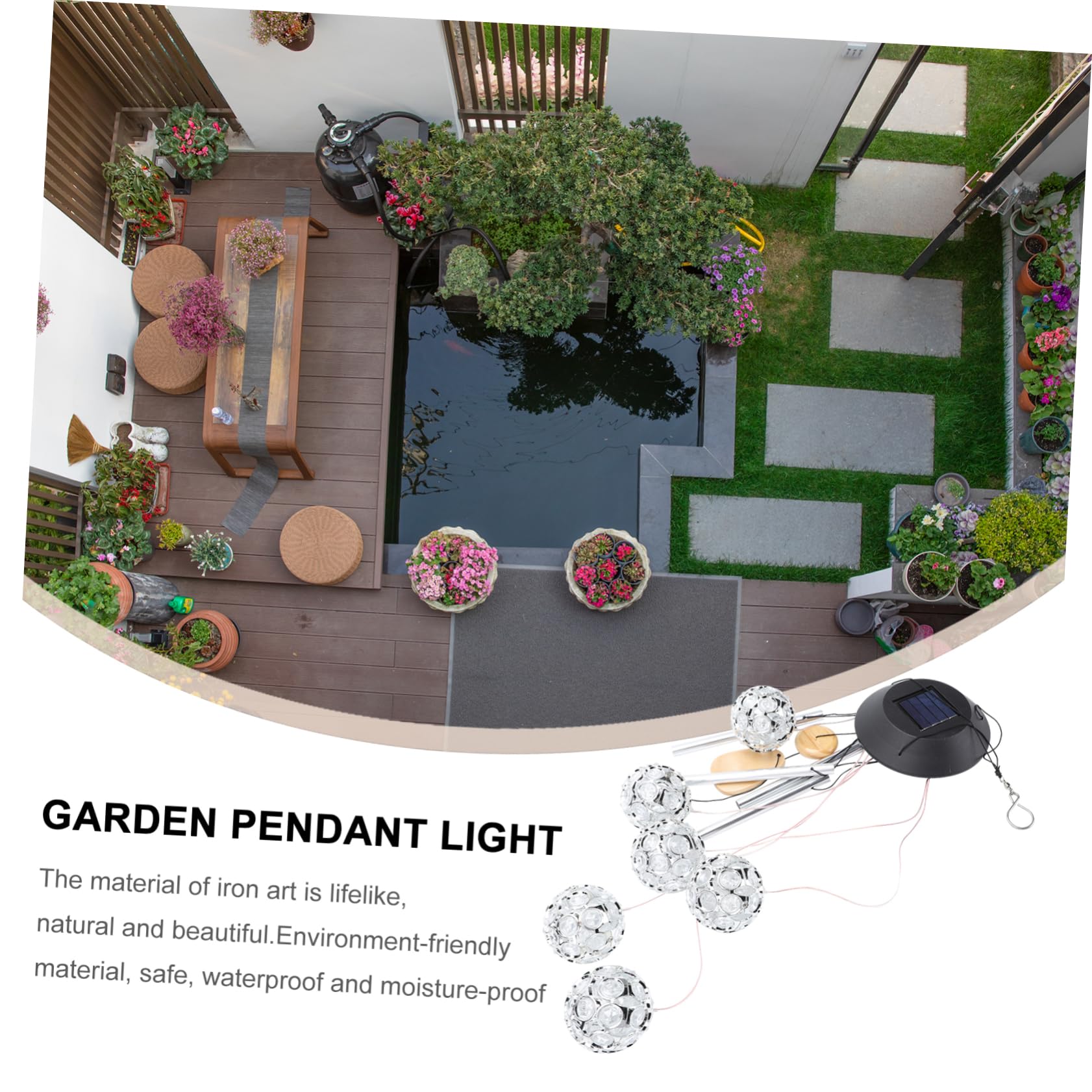 5 Pack Solar Wind Chimes with LED Lights - Outdoor Diamond Ball Hummingbird Wind Chime Decor for Garden, Patio, Yard & Courtyard | Weatherproof Solar-Powered Hanging Ornament for Relaxing Ambience