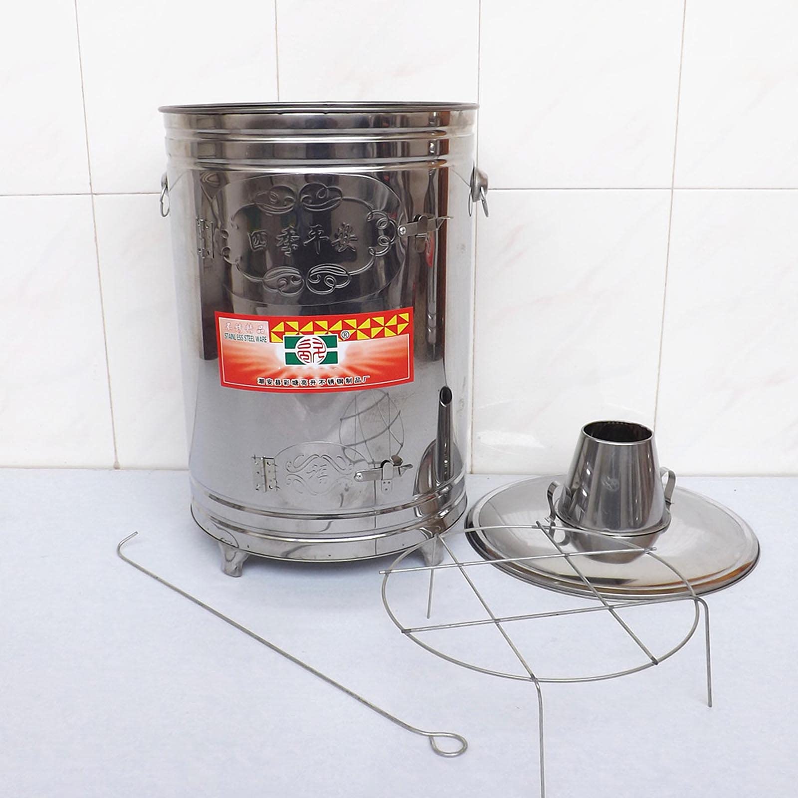 Stainless Steel Portable Incinerator Burn Barrel - 31x57CM Fire Cage for Burning Garbage, Waste Paper, Leaves | Ideal for Garden Waste Disposal, Backyard Cleanup & Camping Fire Pit