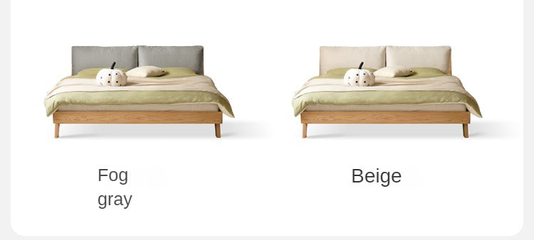 Solid Oak Wood Soft Bed Frame - Queen Size, Sturdy & Comfortable for Master Bedroom or Guest Room