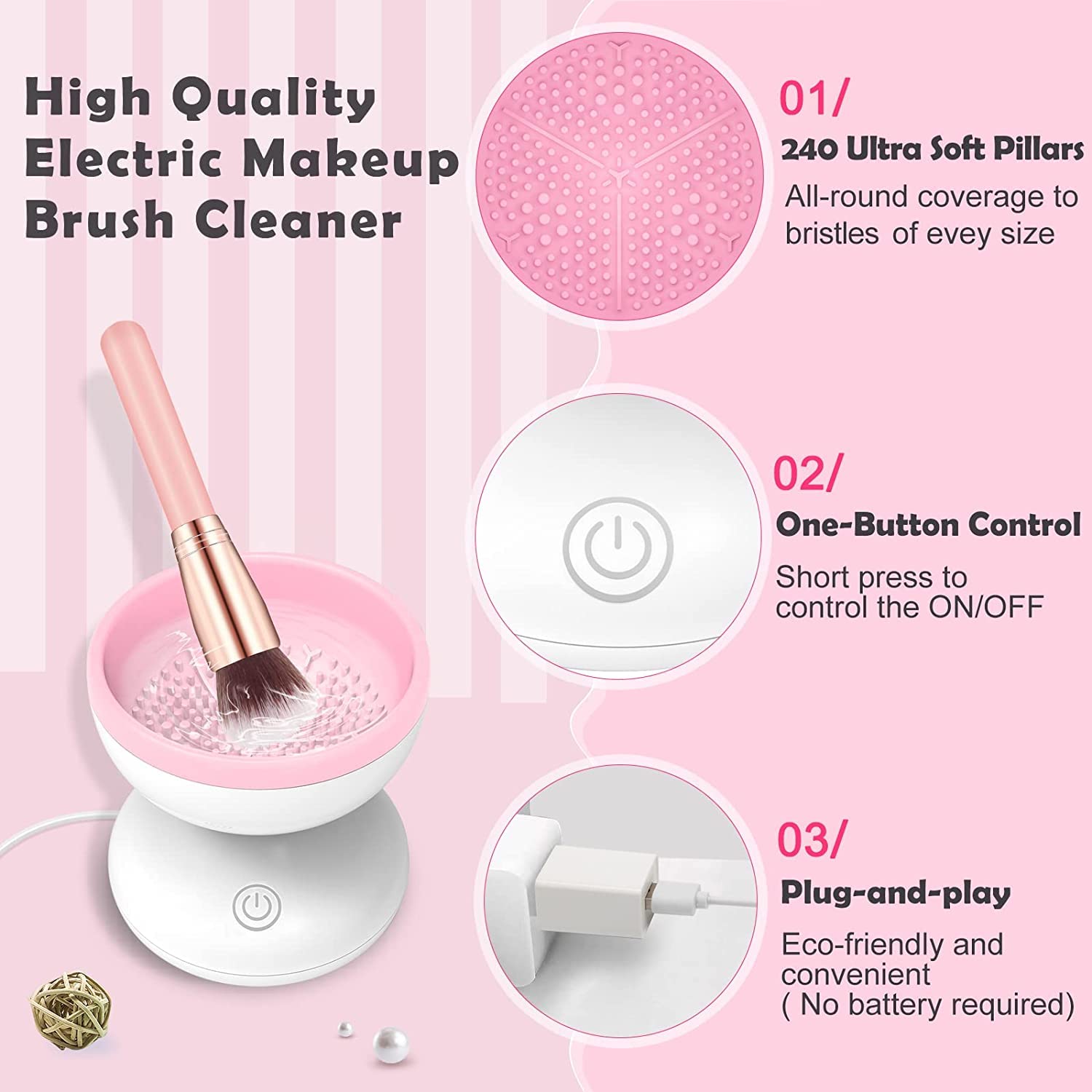 Electric Makeup Brush Cleaner Machine - Automatic Spinner for All Size Brushes | Latest Design Painting & Cosmetic Brush Washer | Perfect Mother's Day Gift | Use for Home Salon, Travel & Professional Makeup Kit Organization