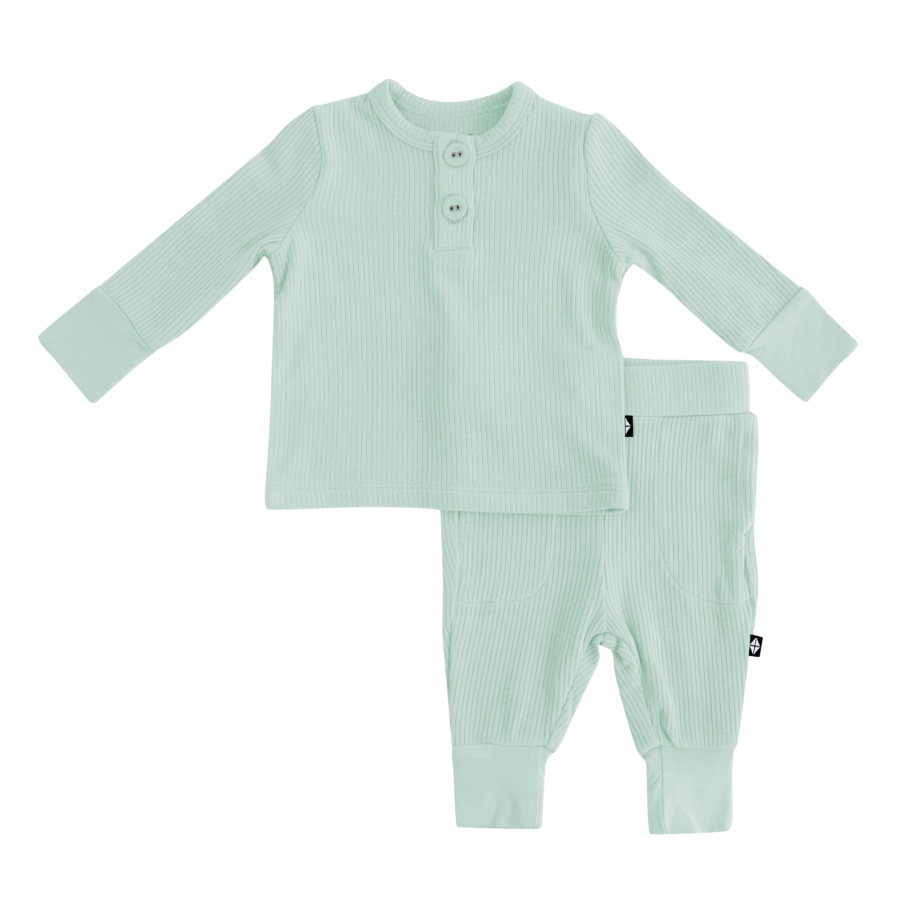 Soft Ribbed Baby Henley Set in Sage Green - Cozy & Comfortable Outfit for Newborns & Infants - Perfect for Playtime, Photos & Everyday Wear