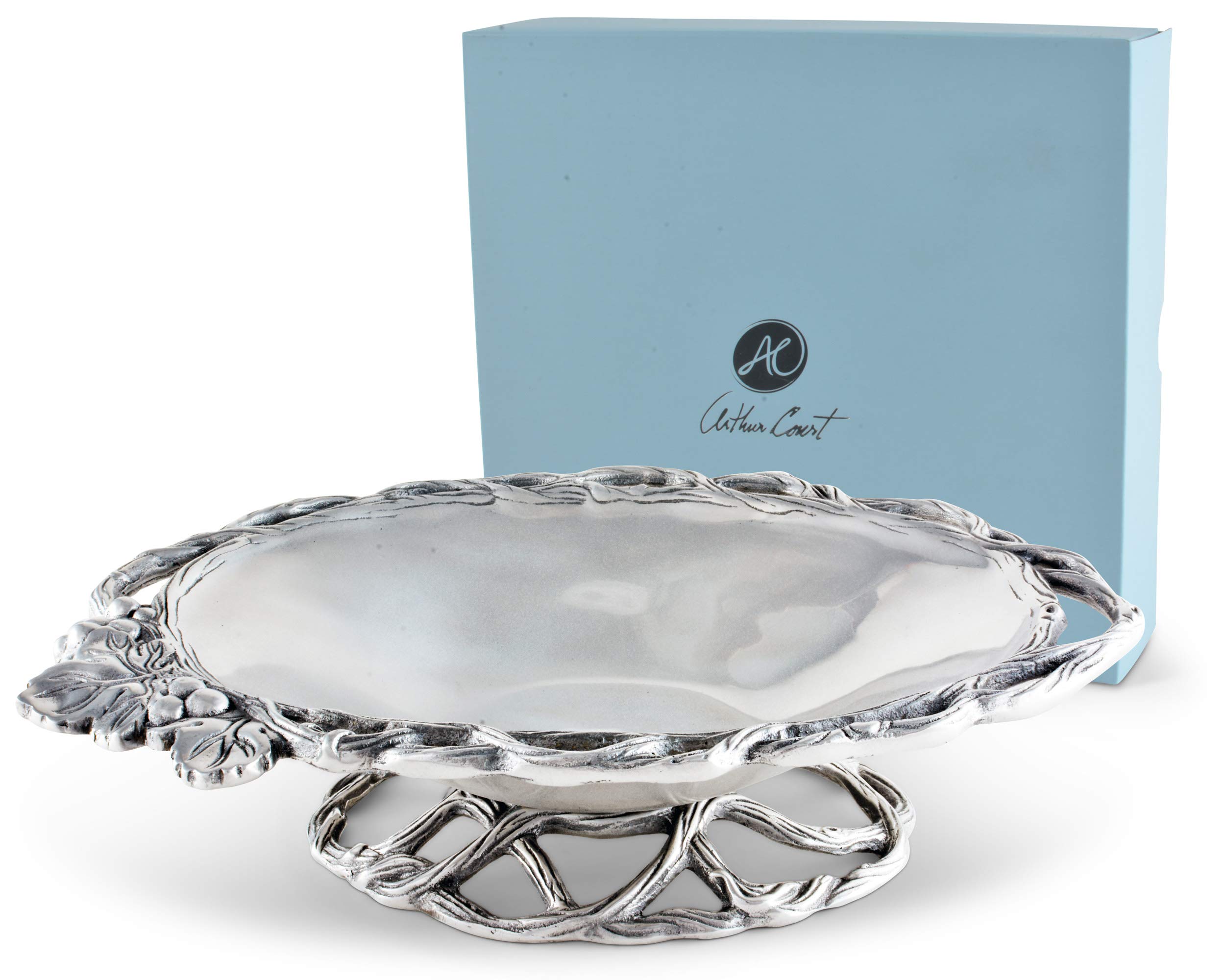 Arthur Court Designs 11.5 Inch Aluminum Grape Vine Vegetable Serving Dish - Elegant Fruit & Appetizer Tray for Parties, Weddings & Holiday Entertaining