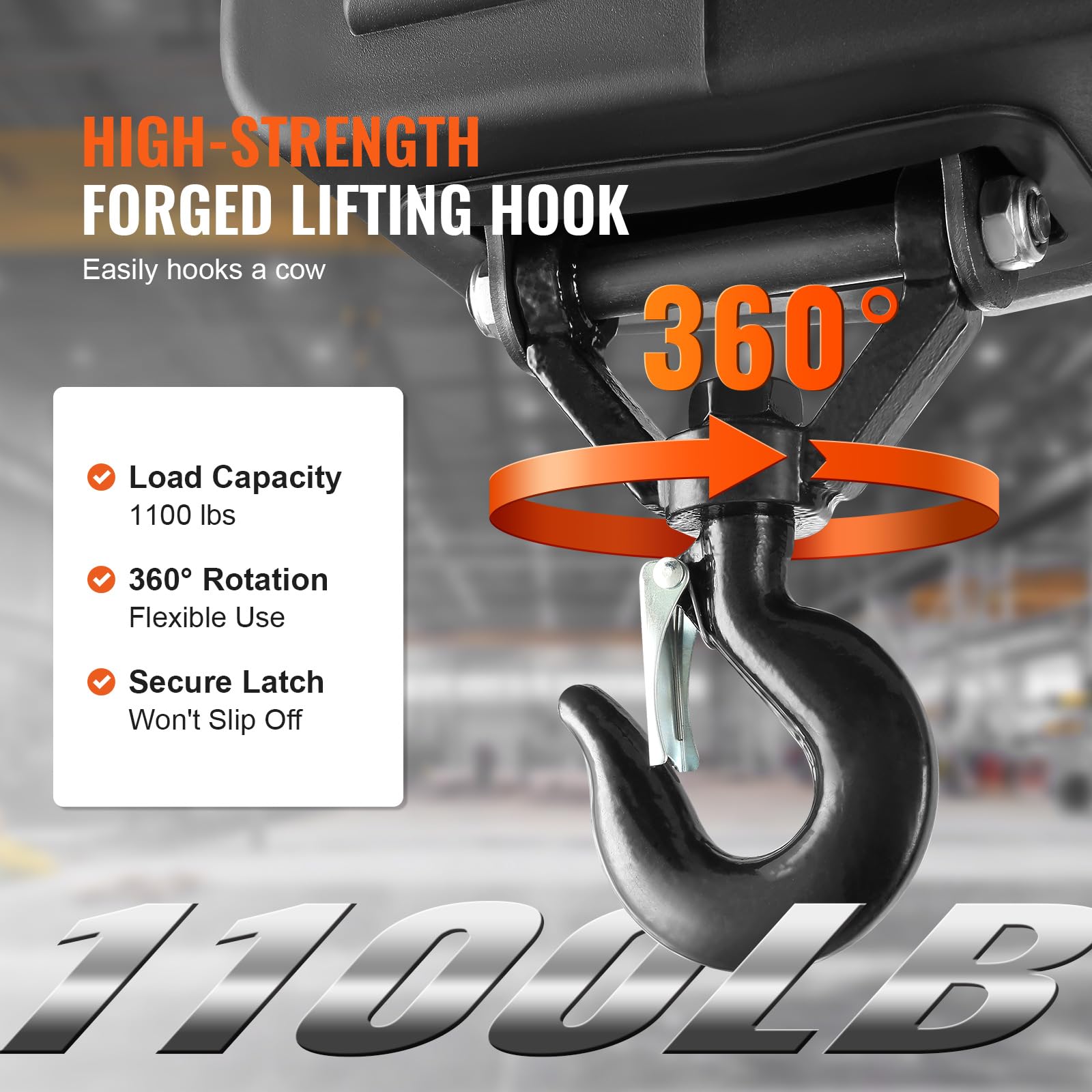 VEVOR 3-in-1 Electric Hoist Winch 1500W, 110V Portable Power Winch Crane with 25ft Lifting Height & Overload Protection - Perfect for Garage, Workshop, Construction, and Heavy-Duty Lifting Tasks