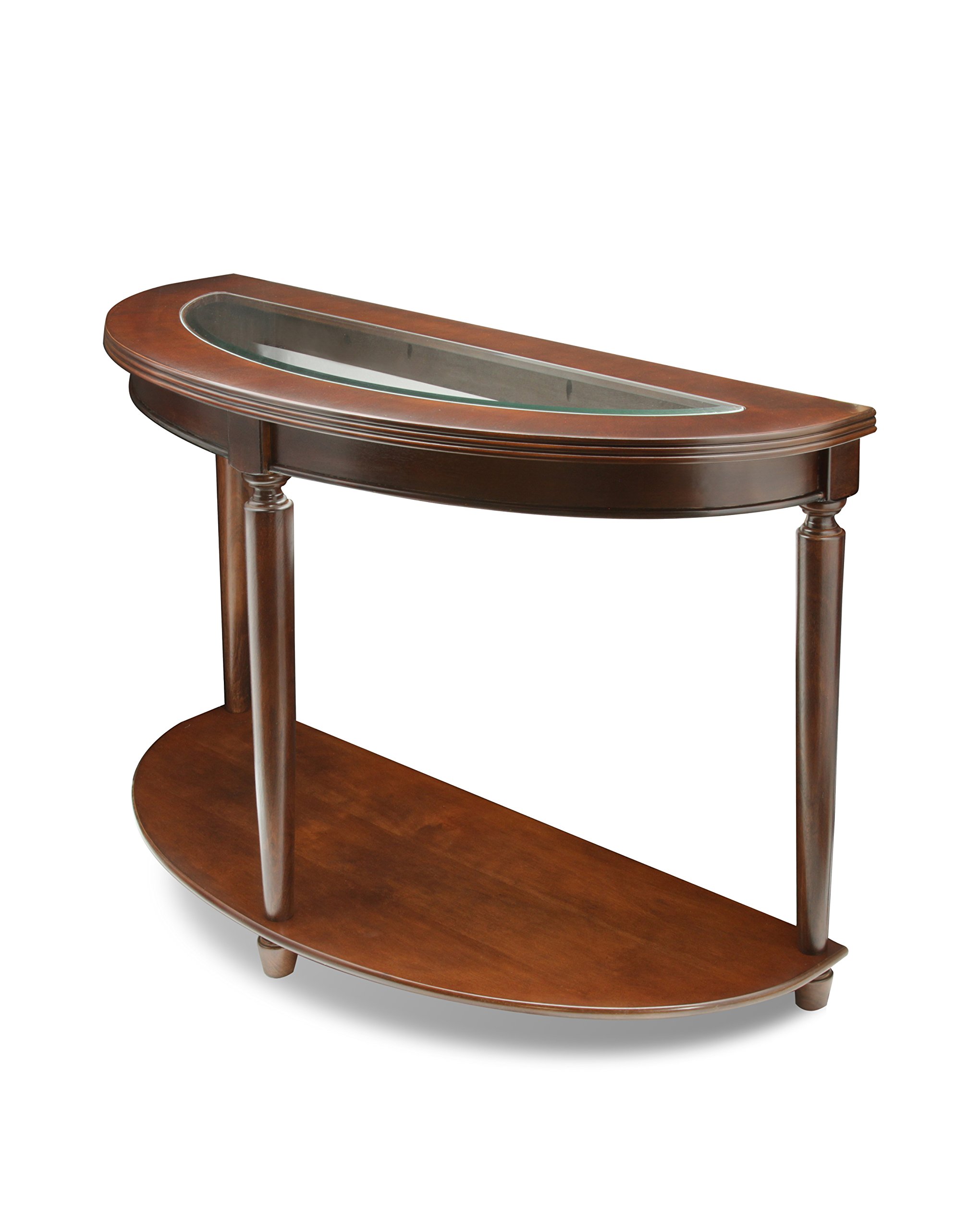 Furniture of America Western Beveled Glass Top Sofa Table - Dark Cherry Finish | Elegant Entryway Console Table for Living Room, Hallway & Home Decor